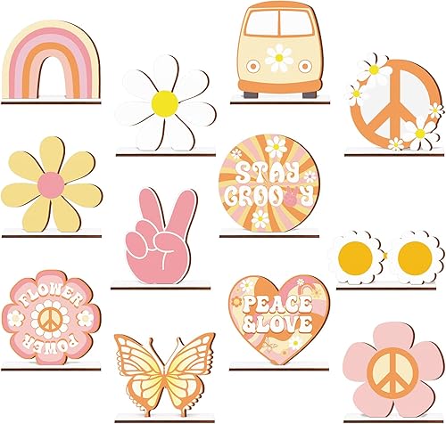 Pinkunn 12 piezas de decoraciones de fiesta geniales, dos geniales recuerdos de fiesta, centros de mesa de madera bohemios para mesas, decoración de