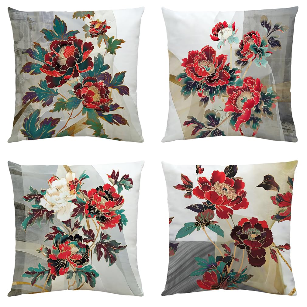 Housse de coussin canapé fleurs en peluche courte haut de gamme