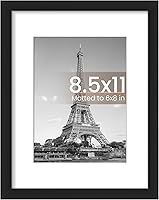upsimples 8.5x11 Black Picture Frame for 6x8 with Mat or 8.5x11 Without - Wall Hanging Photo Frame, 1 Pack