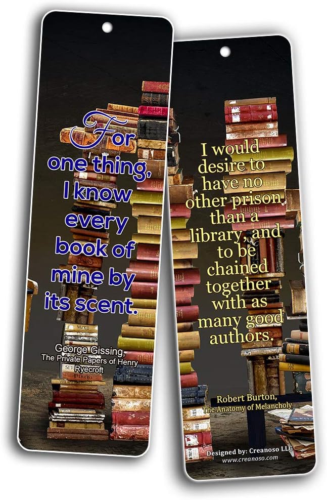 Creanoso Literary Avid Reading Quotes Bookmarker Cards (60-Pack) – Premium Quality Book Reading Bookmarks Design – Premium Gift for Men Women Adult, Bookworm – Awesome Bookmarks