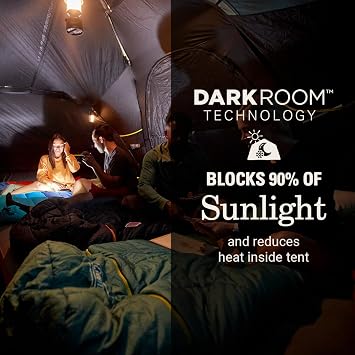 Coleman Skydome Dark Room Tent, 4/6/8/10 Person Family Tent, Blocks 90% Sunlight, Sets Up in 5 Minutes, Weatherproof, 20% More Headroom