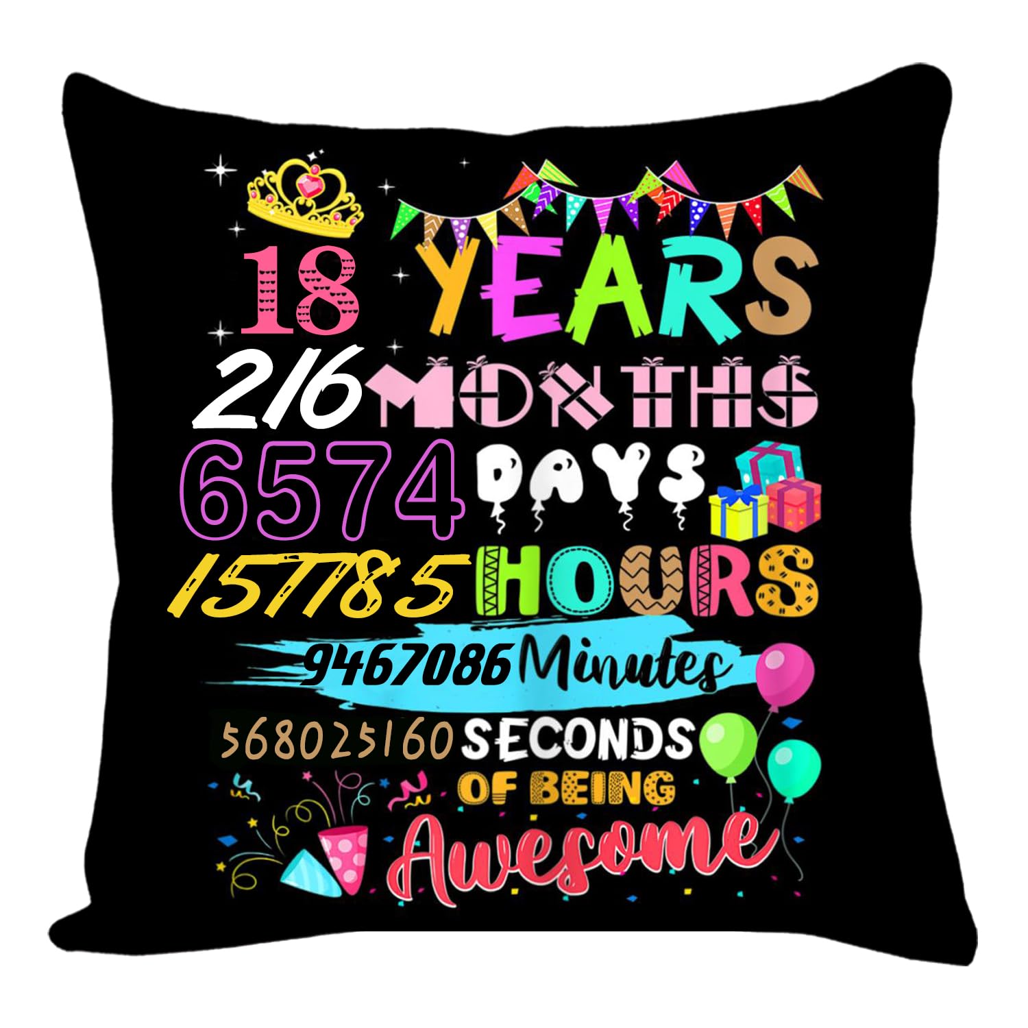 KHLOY 18 Years Old Gift,Funny Birthday Pillow Cover for Boy Girls Daughter Son Niece Nephew Birthday Party Pillowcase Gift from Mom Dad Grandparents