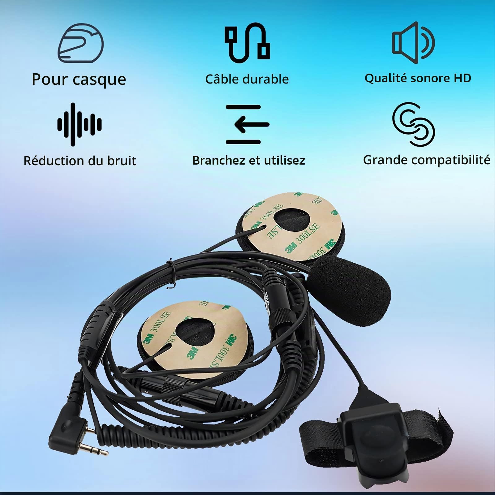 Retevis Casque radio bidirectionnel avec micro, casque de moto intégral ouvert, doigt PTT, pour RT22 RT21 H777, compatible avec les talkie-walkies Kenwood Pxton Baofeng BF-888S Kenwood (lot de 1)