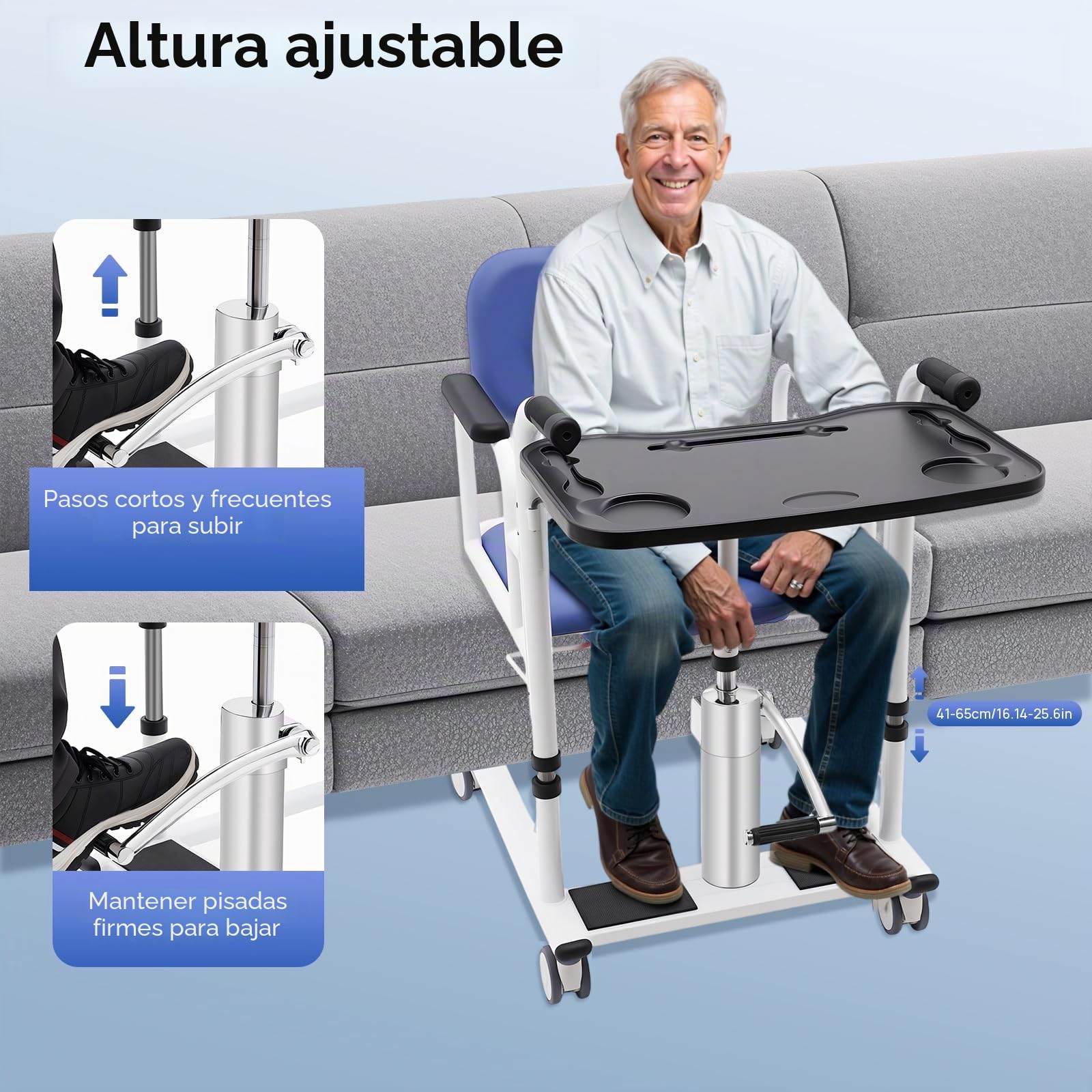 Elevador de pacientes hidráulico para el hogar, ayuda de transferencia para ancianos, asiento dividido de 180°, silla de ruedas portátil para enfermos