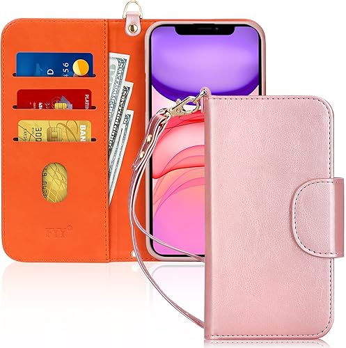 FYY - Funda lujosa de piel sintética para iPhone 11 de 6.1 pulgadas con cartera abatible, ranuras para tarjetas y bolsillos para notas FYY - Funda lujosa de piel sintética para iPhone 11 de 6.1 pulgadas con cartera abatible, ranuras para tarjetas y bolsillos para notas
