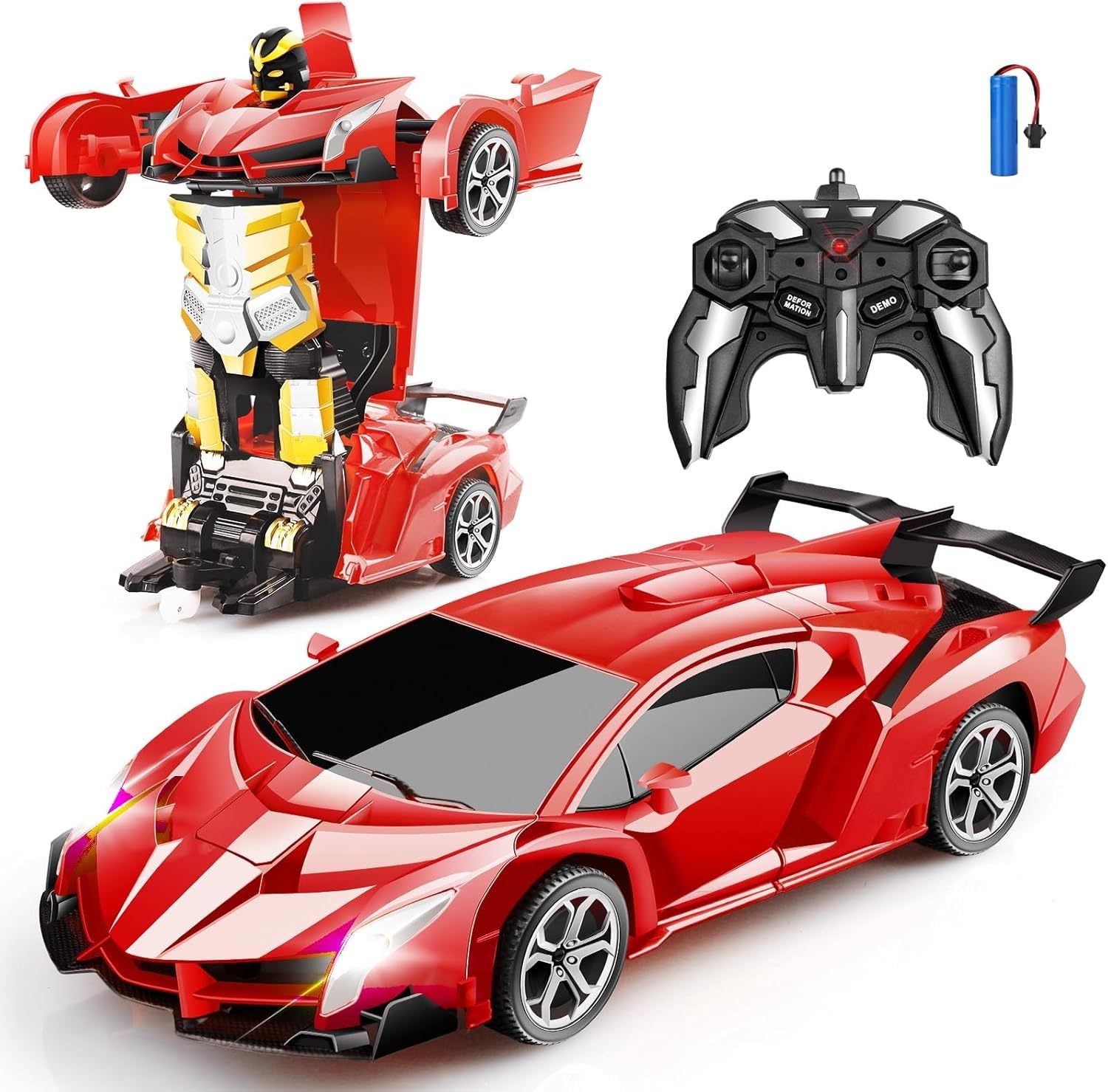 SUPER TOY Transform Remote Control Car 2-in-1 Convertible Robot Car – One Click Deformation RC Car for Kids Boy with Rechargeable Battery Christmas Birthday Gift