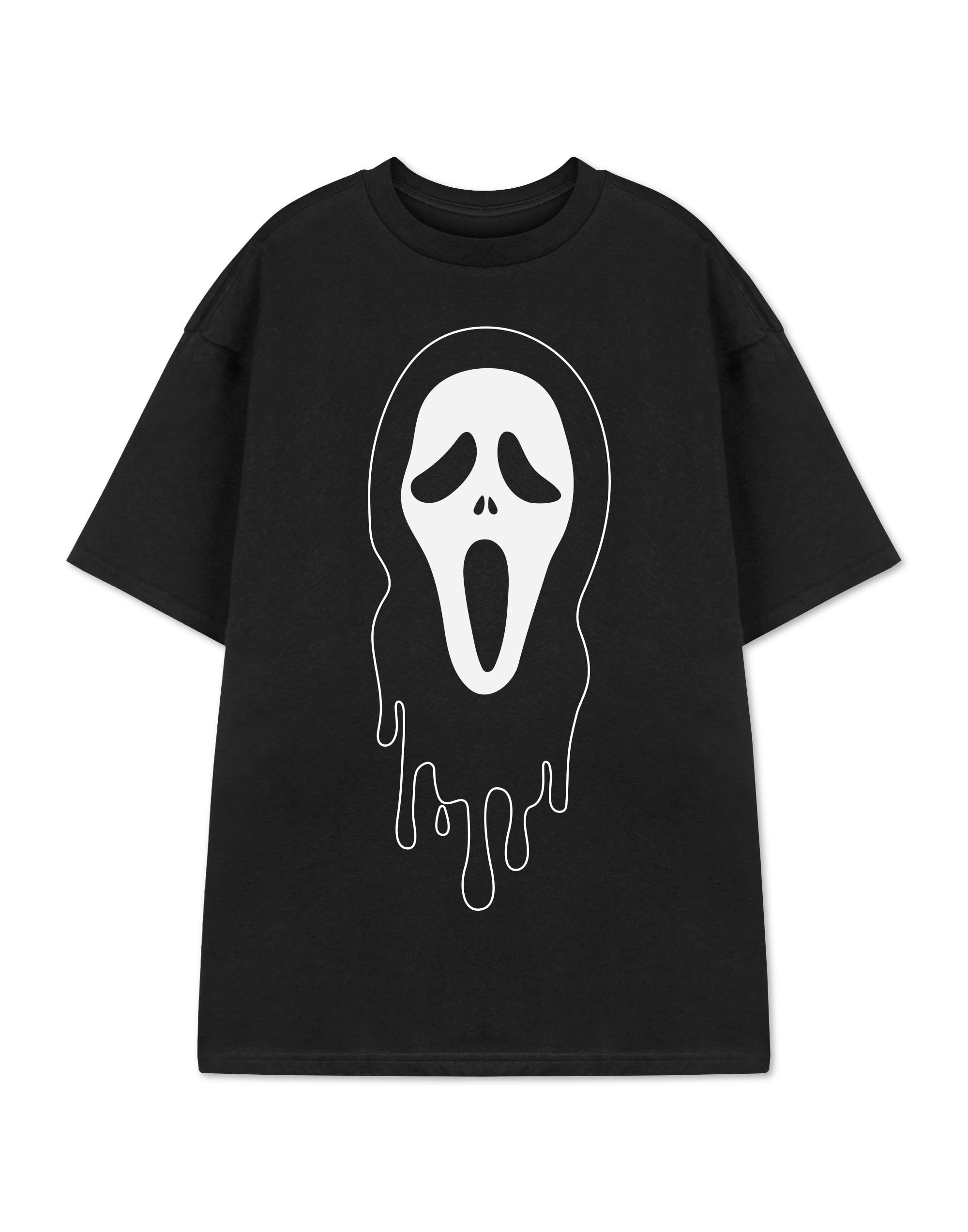 Vanilla Underground Unisex Black Ghostface Graphic Tee | Horror Movie Fan Short Sleeve T-Shirt | Stylish Ghostface Apparel | Teens & Adults Scary Film Merchandise Gift