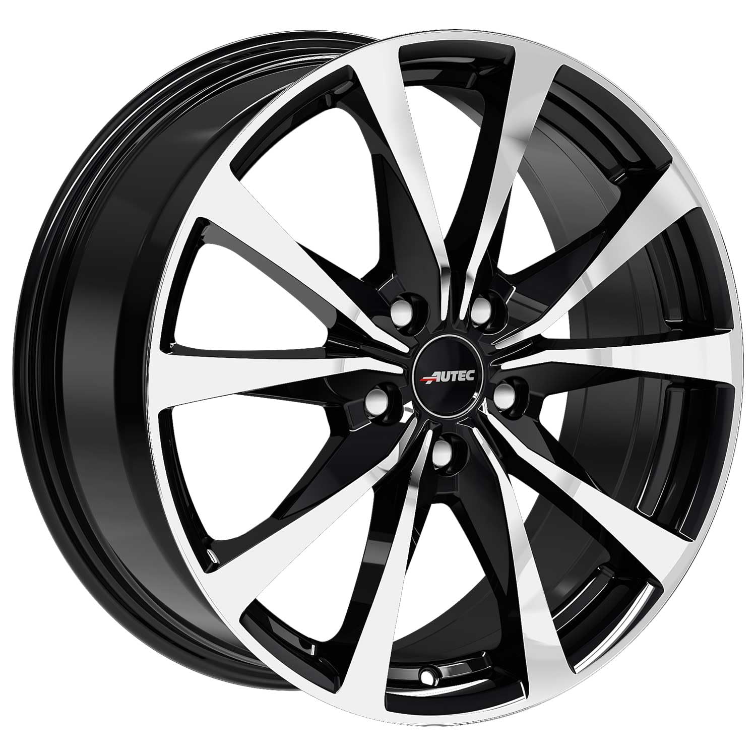 4x AUTEC Felgen Alufelgen BRIXEN 6.5x16 ET40 5x100 Schwarz poliert kompatibel mit Skoda Kamiq Fabia Scala