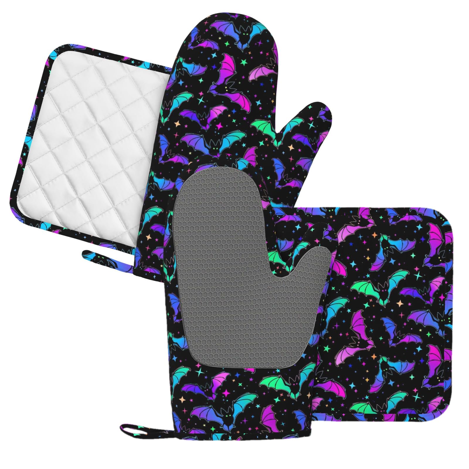 Cool Bats Stars - Guanti da forno e presine, 4 pezzi
