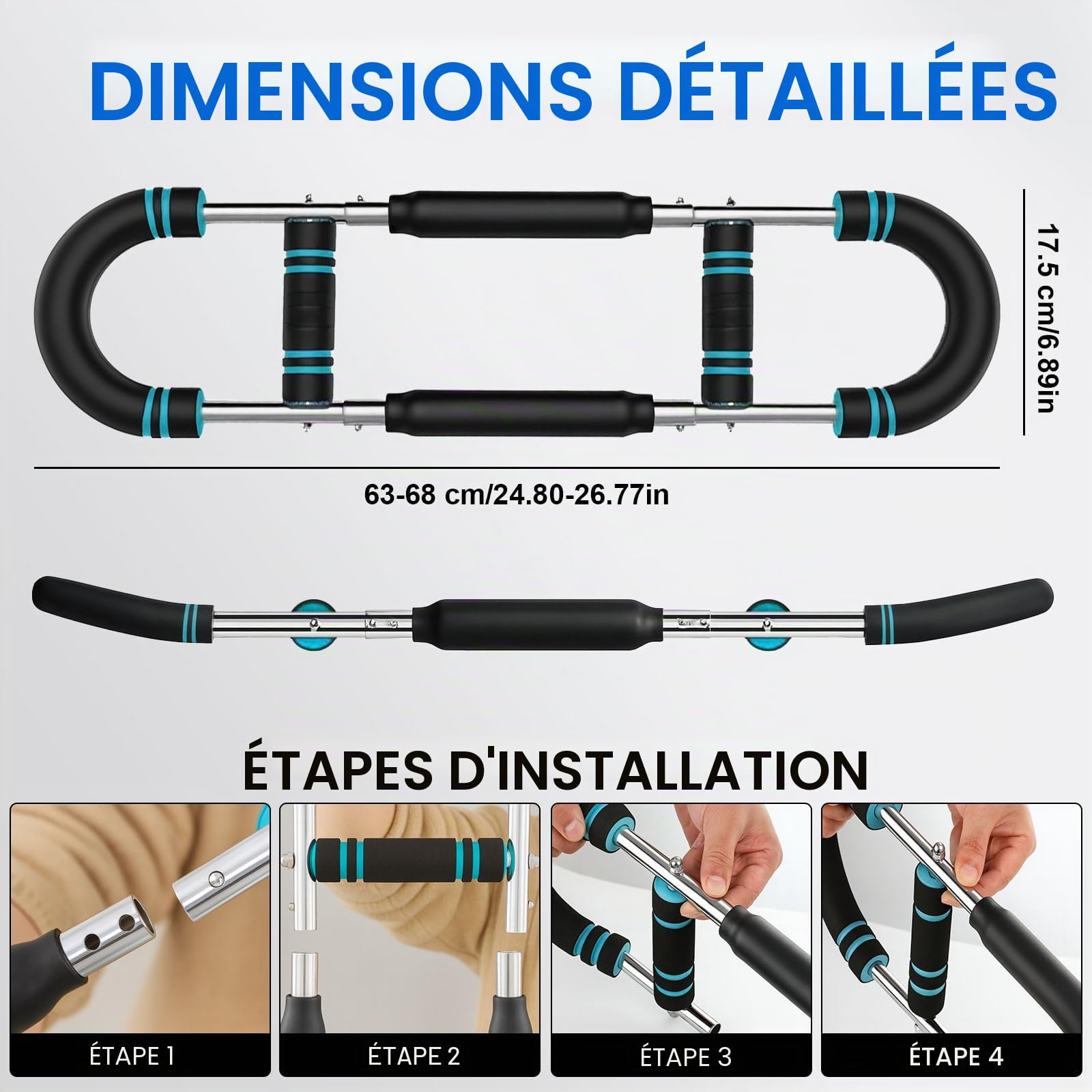 Twister Armtrainer, Appareil d'Entraînement Poitrine Réglable 30-50kg | Barre de Torsion Puissance Portable Design Amovible | pour Musculation Bras, Épaules et Torse | Poignée Antidérapante