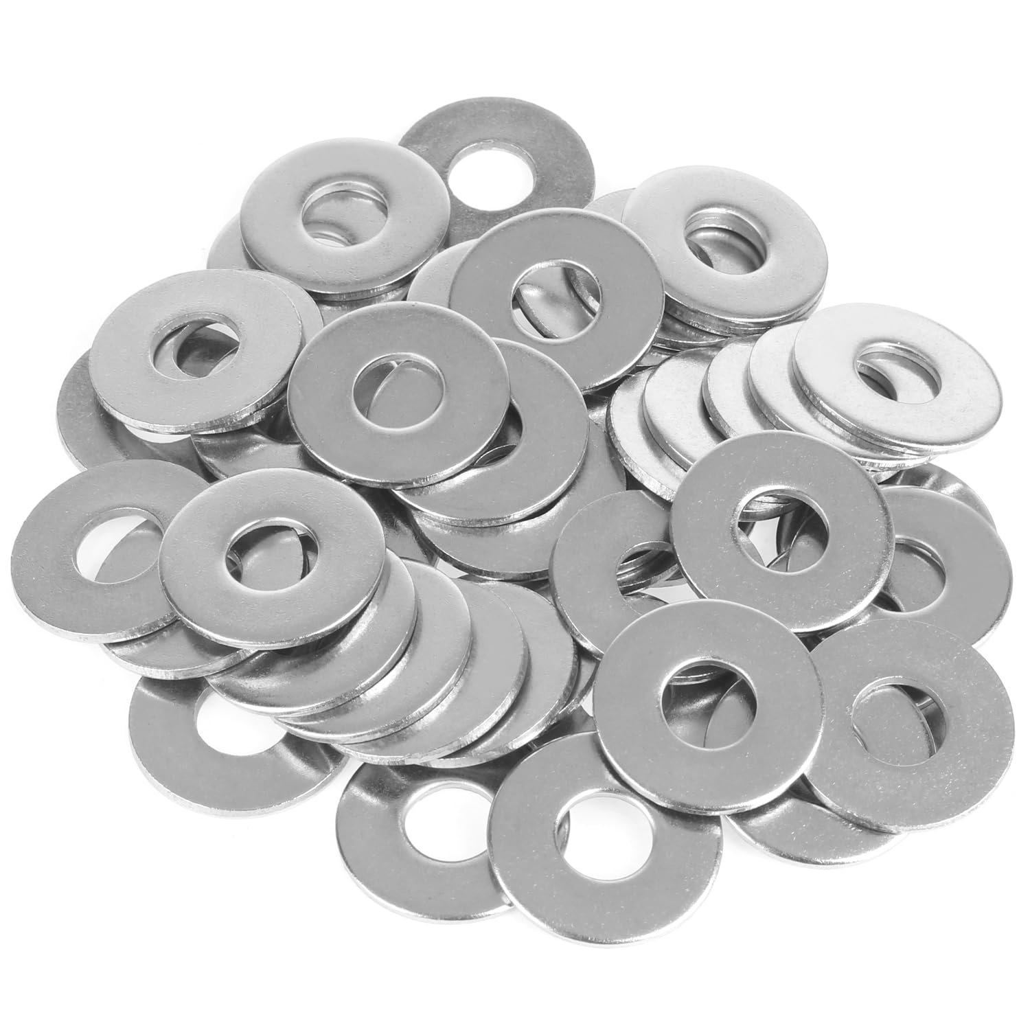 HELIFOUNER 50 Pieces 3/8" Stainless Flat Washers, 1" Outside Diameter, 0.075" Thickness, 18-8 (304) Stainless Steel Washers, Metal Washers, Flat Washers for Bolts Screws