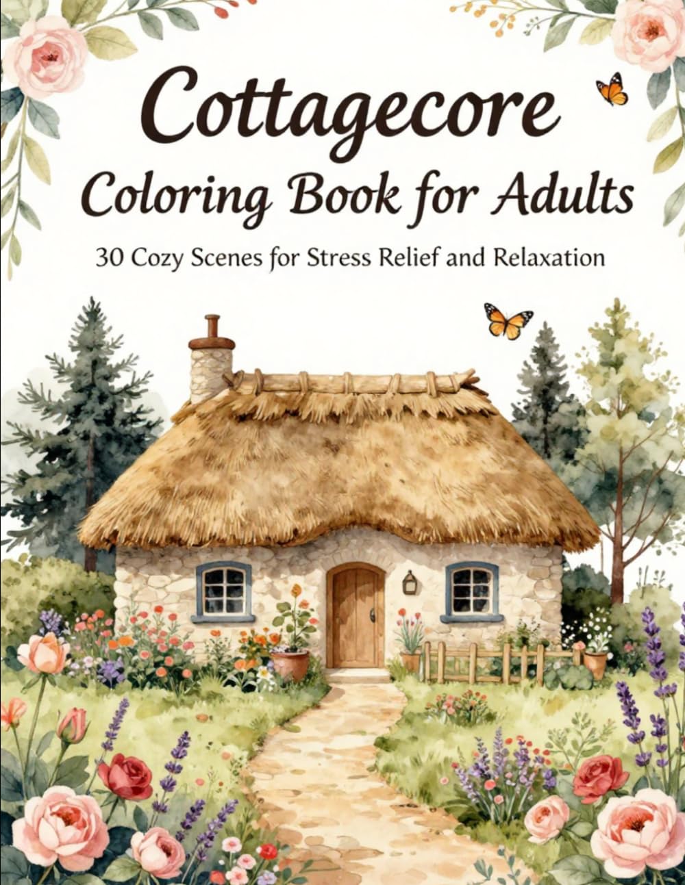 Cottagecore Coloring Book for Adults:: Cozy Scenes for Stress Relief and Relaxation