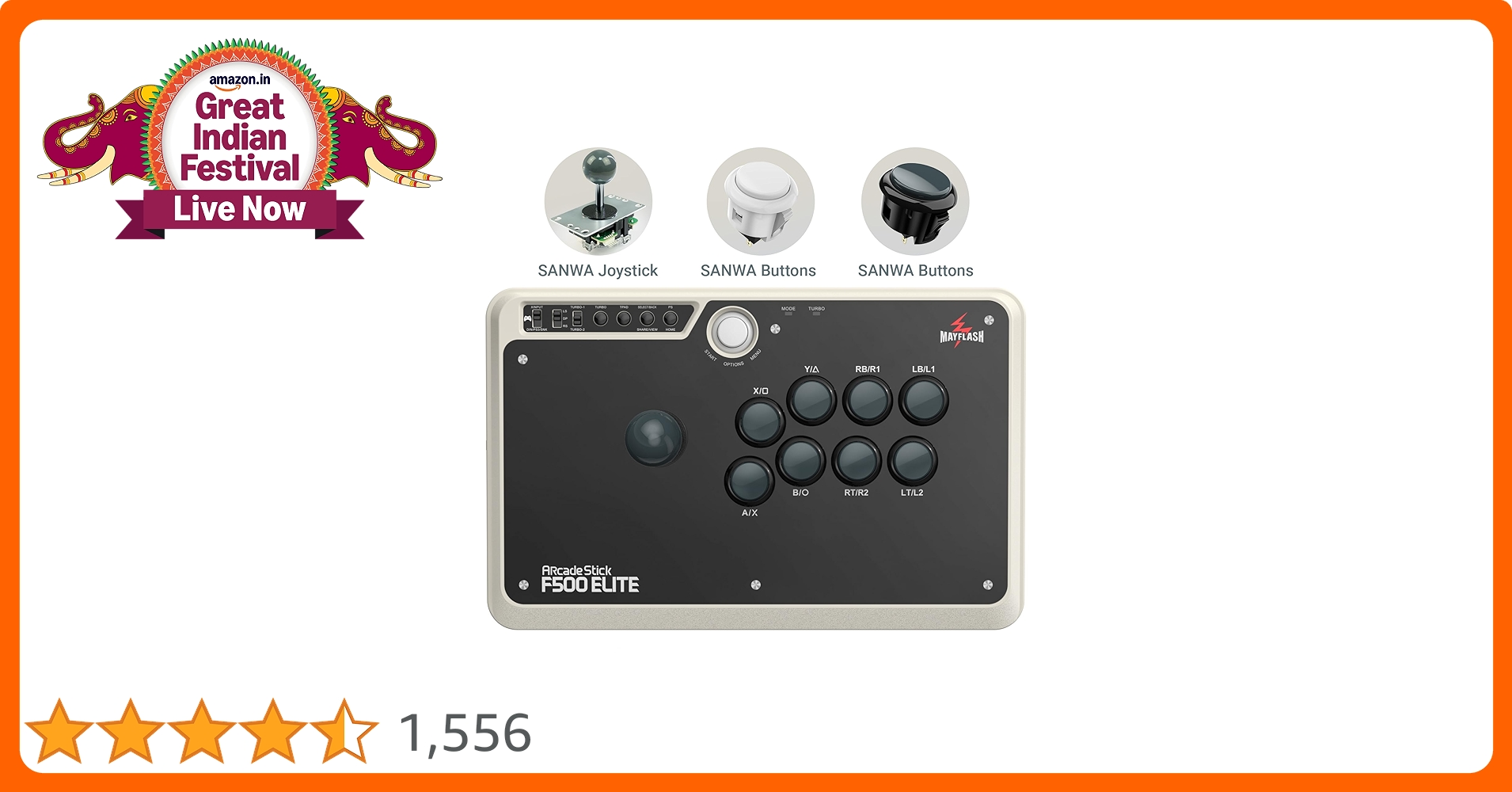 May Flash MAYFLASH Arcade Stick F500 Elite with Sanwa