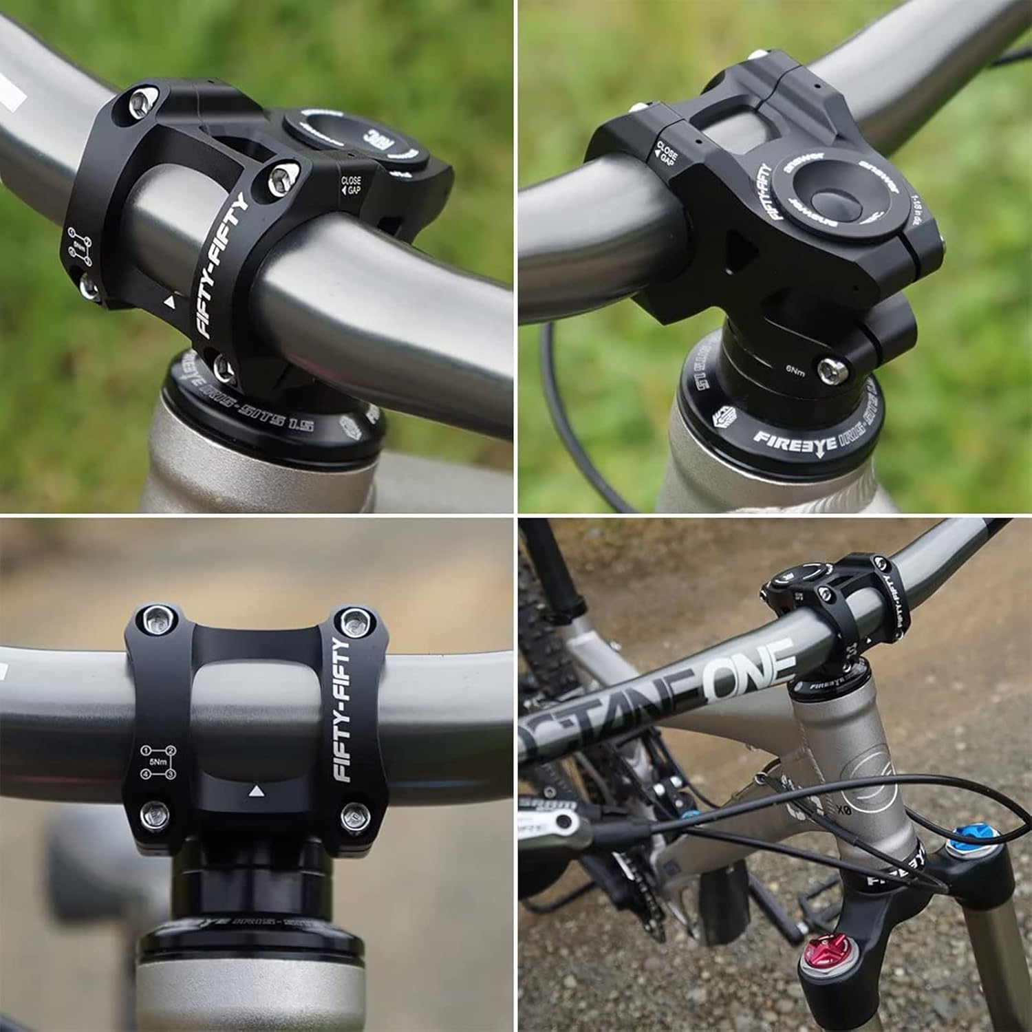 FIFTY-FIFTY Mountain Bike Stem for 35mm Handlebar Clamp 1-1/8 Steer Tube, Aluminum Alloy Short Handlebar Stem for All Mountain, MTB, Downhill, Freeride