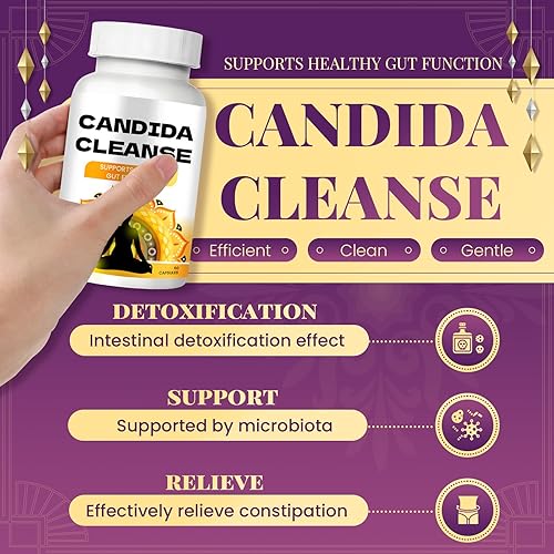 Miniatura 2 de Candida Cleanse - Soporte intestinal y colon, fórmula avanzada, hoja de orégano, ajenjo, nogal negro, ácido caprílico 2pc,1
