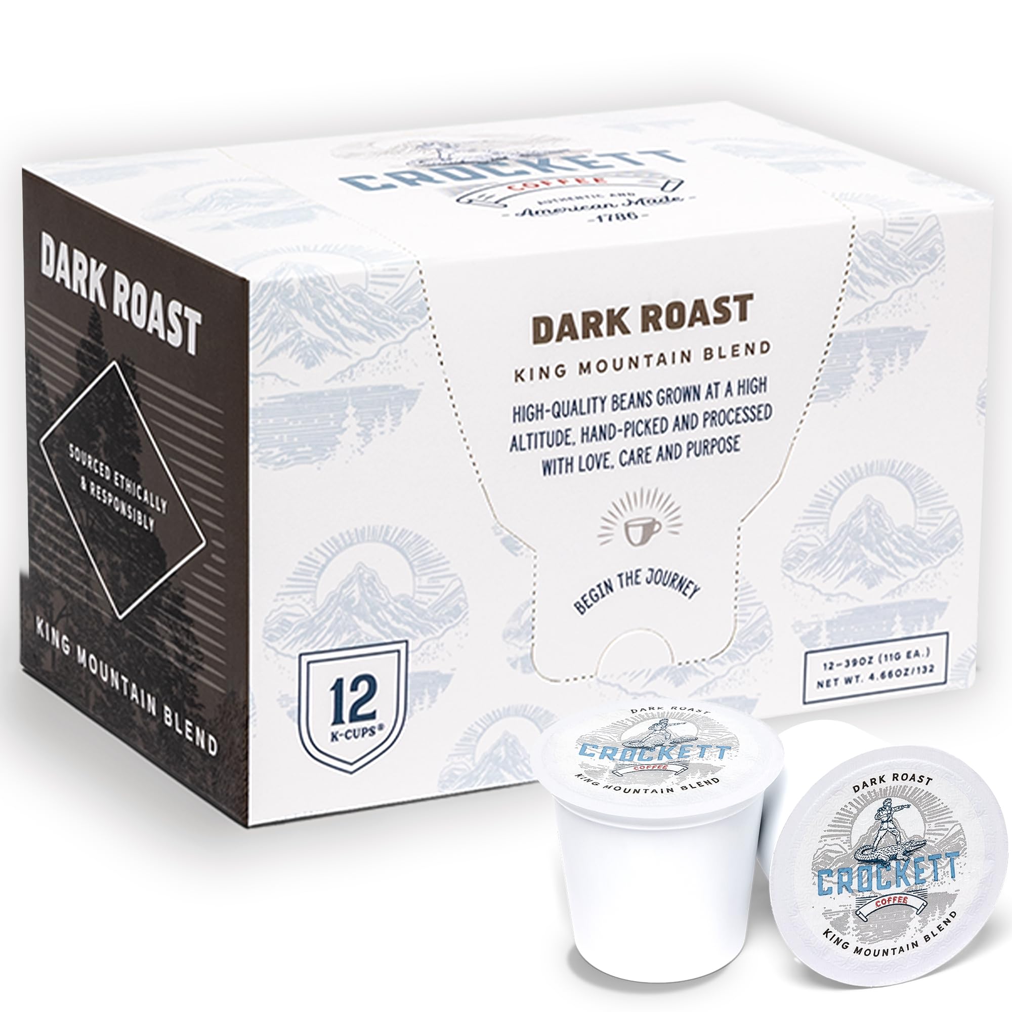 Crockett K Cups Coffee – Bold Dark Roast Coffee Pods with Rich Flavor, Full-Body Aroma & Smooth Finish – Convenient Single Serve for All-Day Energy,