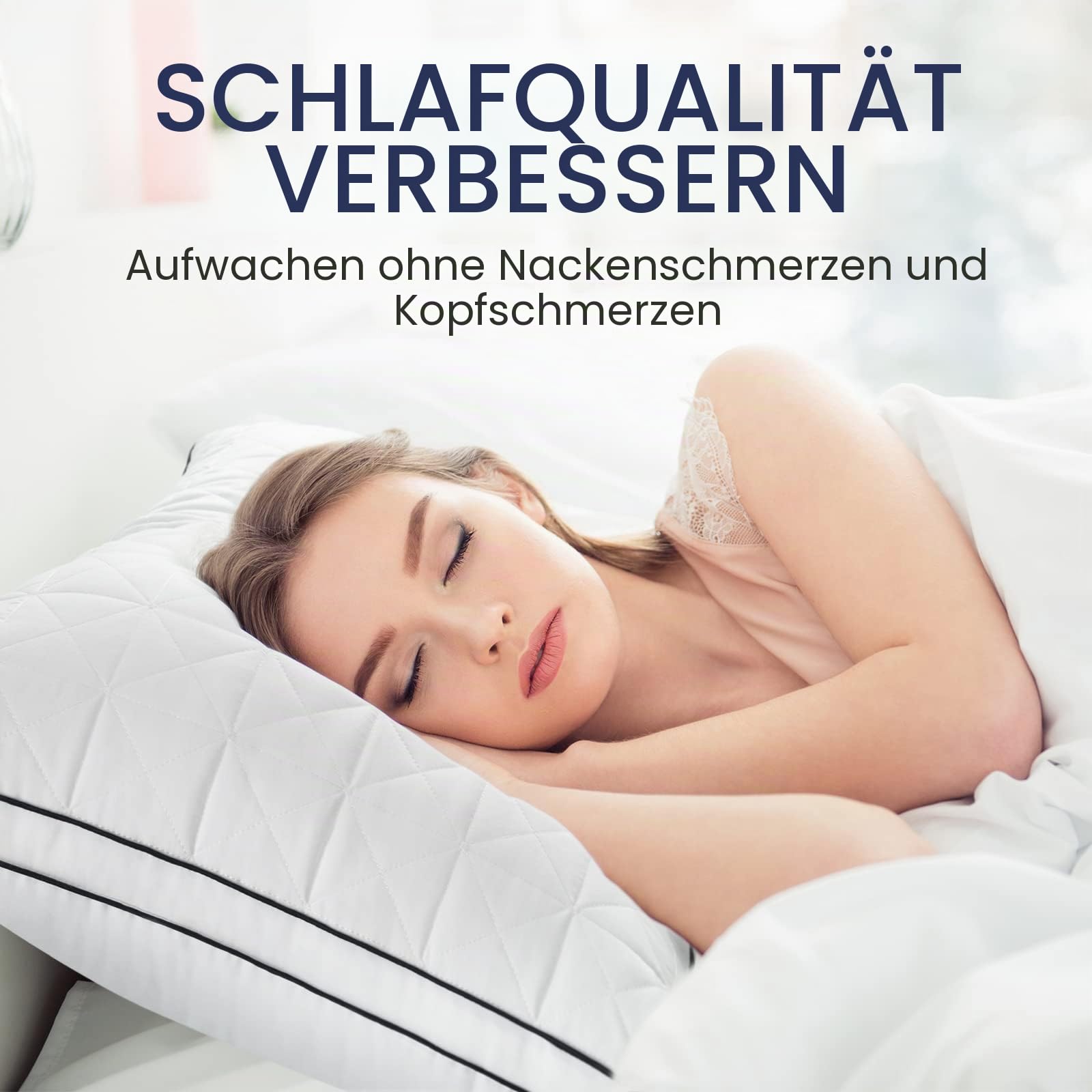 BedStory Anti-Milben-Kopfkissen, niedrige Füllung, hypoallergene Mikrofaser, Hotelqualität, flauschig und atmungsaktiv, 50 x 70 cm, 2 Stück, geeignet für Seiten- und Rückenliegen