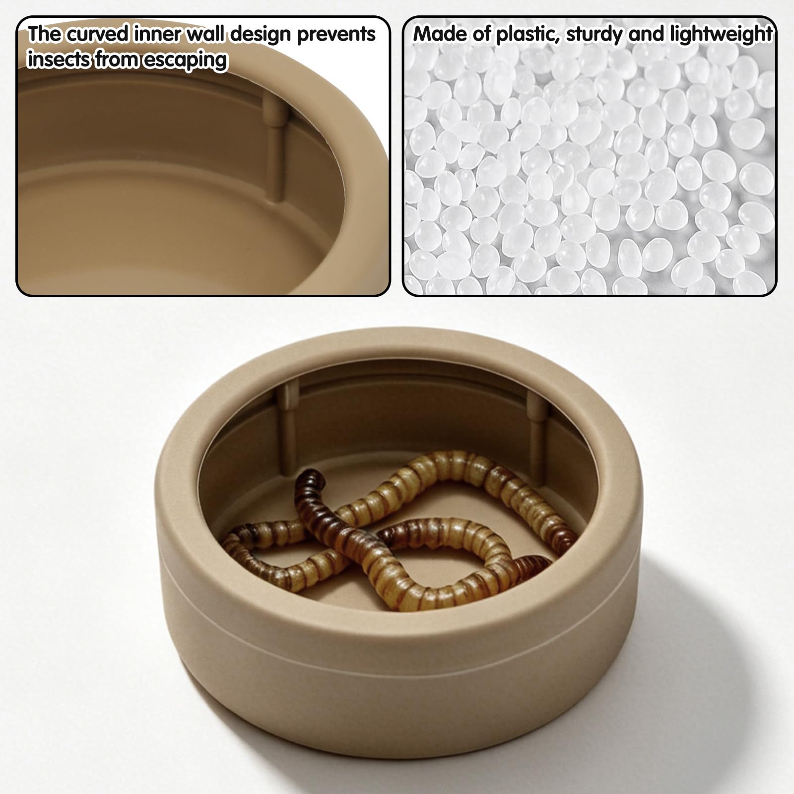 6Pcs Gamelle Reptile pour vers et Eau, Bol Anti-Évasion pour Agame Barbu Araignée Sauteuse Gecko Lézard Caméléon, Tasse à vers de Farine en Plastique Anti-Déversement 2.83 in 3 Couleurs
