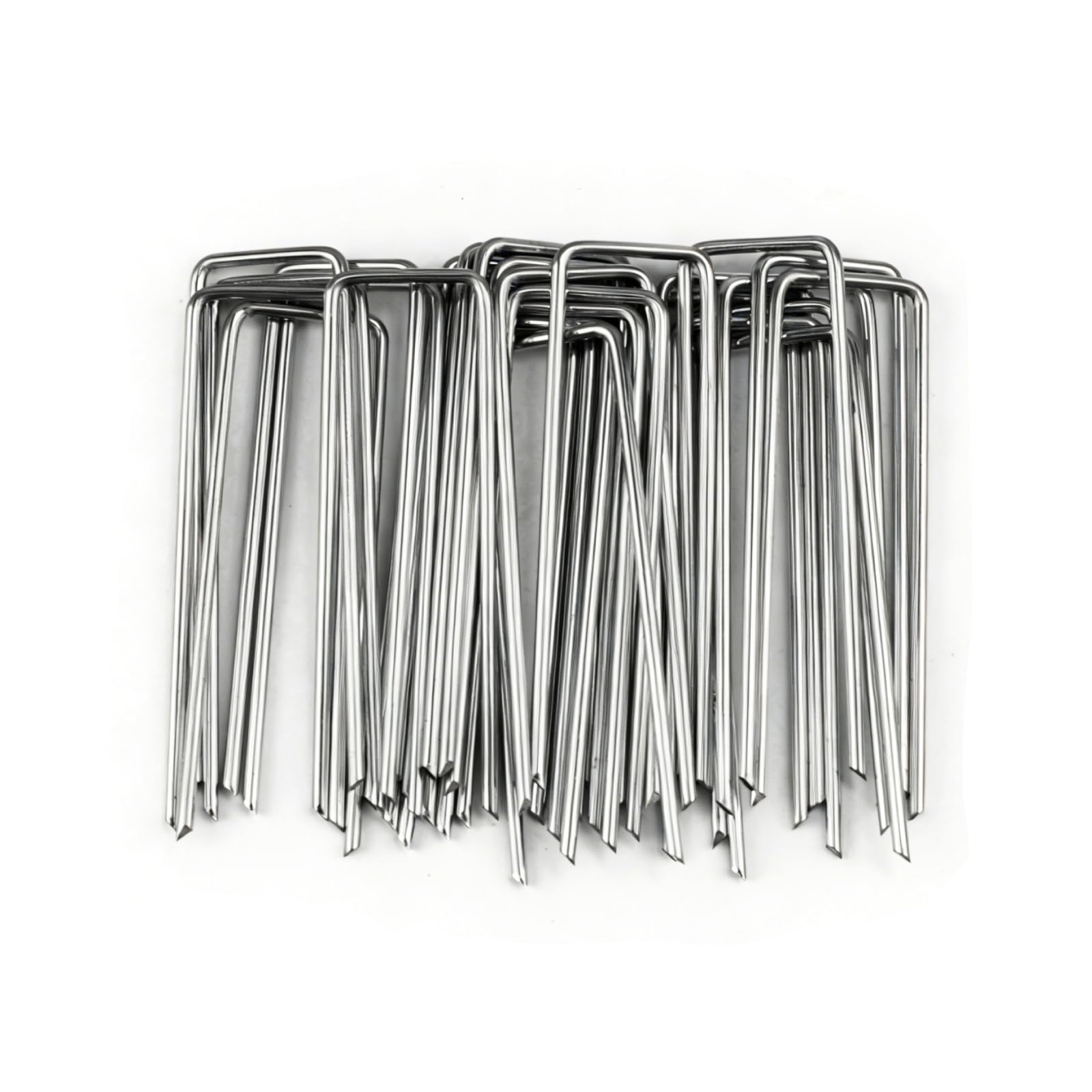 30 Pcs Tent Pegs Metal Heavy Duty Garden Pegs, 3.94 Inch Weed Membrane Pegsset, Ground Pegsset, Galvanized U-Shaped Ground Stakes Pins for Fixing Landscape Weed Membrane Fabric(Silver)