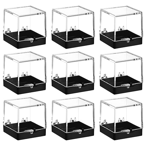 Cabilock Caja de exhibición mineral de 3.5 pulgadas de acrílico transparente para muestras de roca para almacenamiento de cristal y colección, funda
