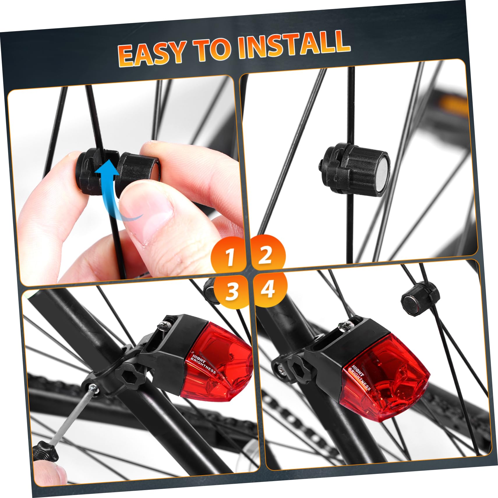 POPETPOP Feux arrière de vélo se précipiter lumières de Roue de vélo Rechargeables feu arrière de vélo à LED Accessoire Cyclisme Lampe d'avertissement de vélo Partie vélo Plastique