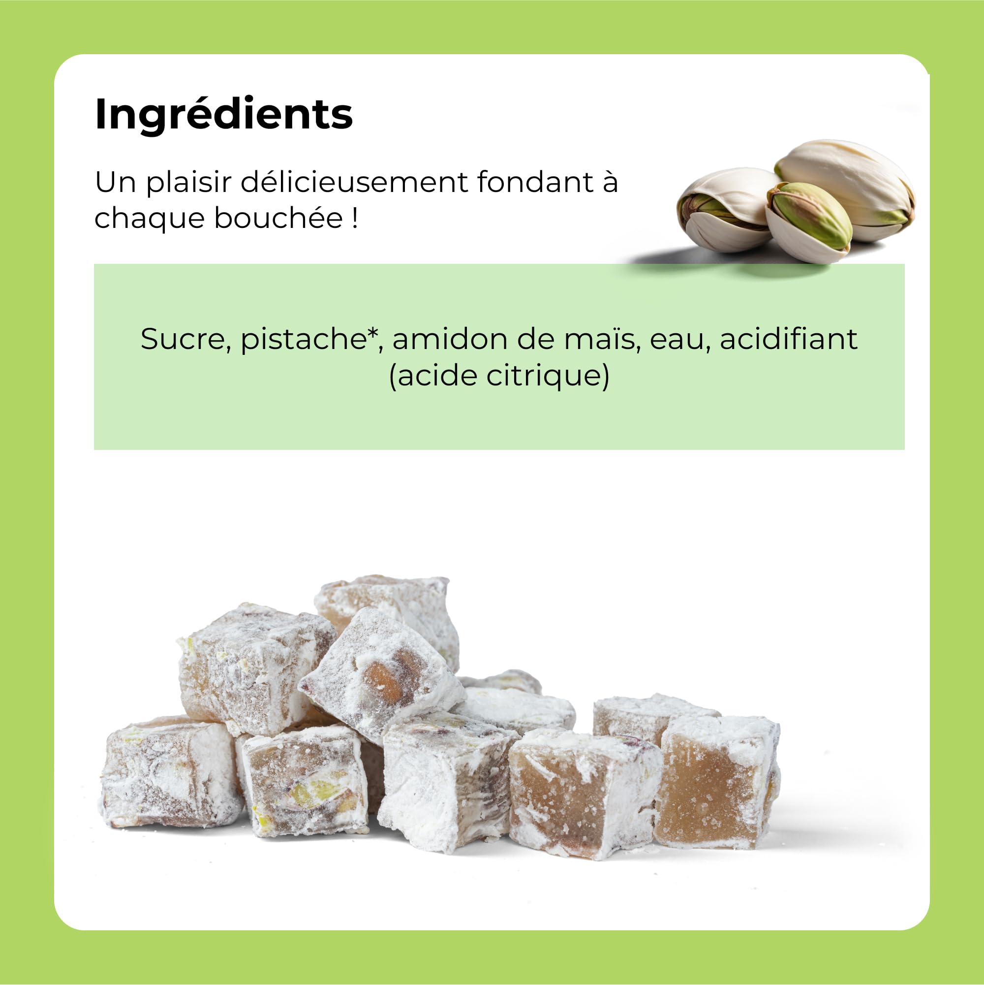 Koska Loukoums à la Pistache extra 500g Délice turc Format cadeau Confiserie traditionnelle Vegan Halal Casher Lokum Sans Gluten