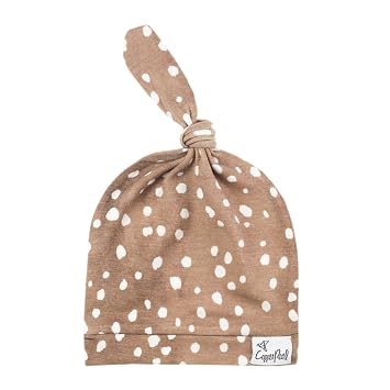 Copper Pearl Baby Beanie Hat Top Knot Stretchy Soft Fawn