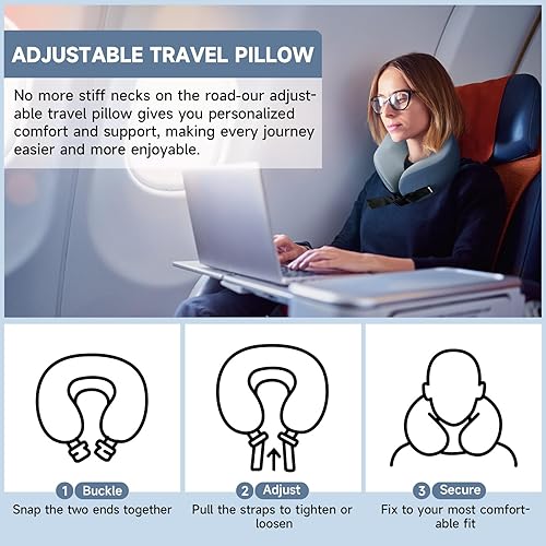 Miniatura 6 de SPRFUFLY Almohada cervical para viajes, almohada de avión con máscara para dormir y tapones para los oídos, funda extraíble transpirable y diseño