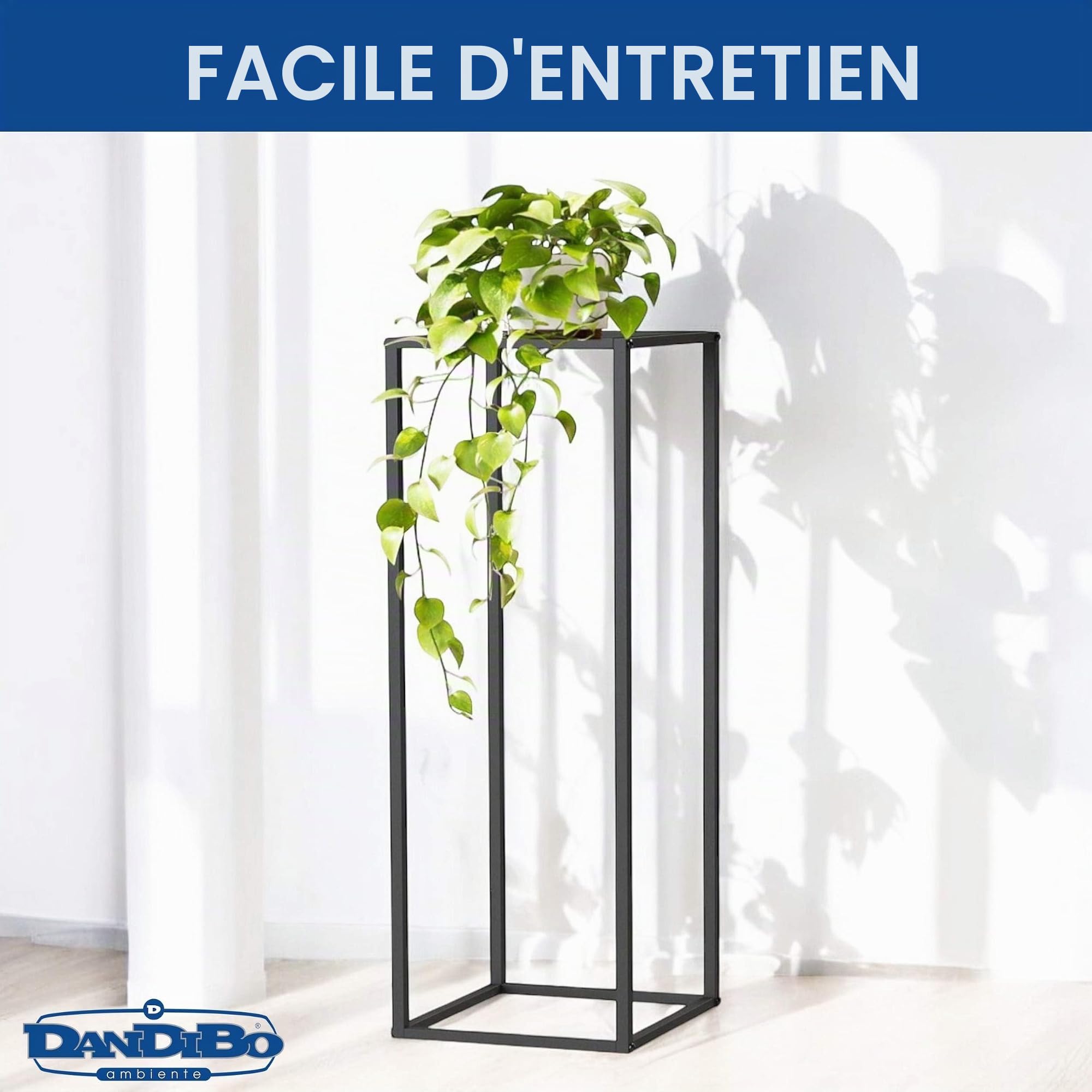 DanDiBo 96588 96588 Support pour plantes rectangulaire en métal noir - 80 cm - Design moderne