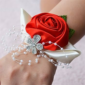 Amazon.com: USIX 2pc Pack-Handmade Satin Rose Wrist Corsage