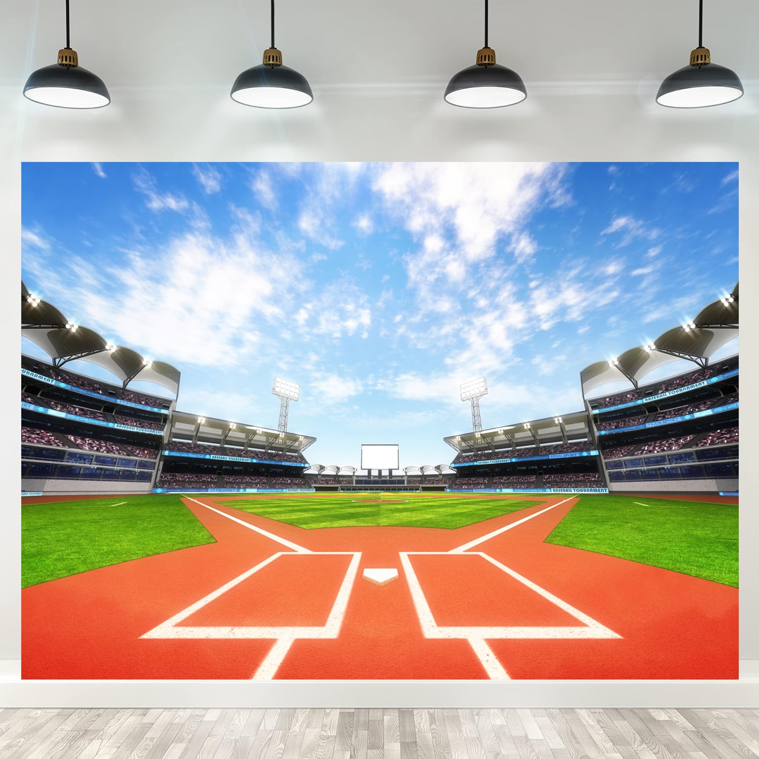 Baseball-Feld Fotohintergrund – 3x2,4 M, Polyester, Für Geburtstags-Party, Sport-Thema, Babyparty & Fotoshooting