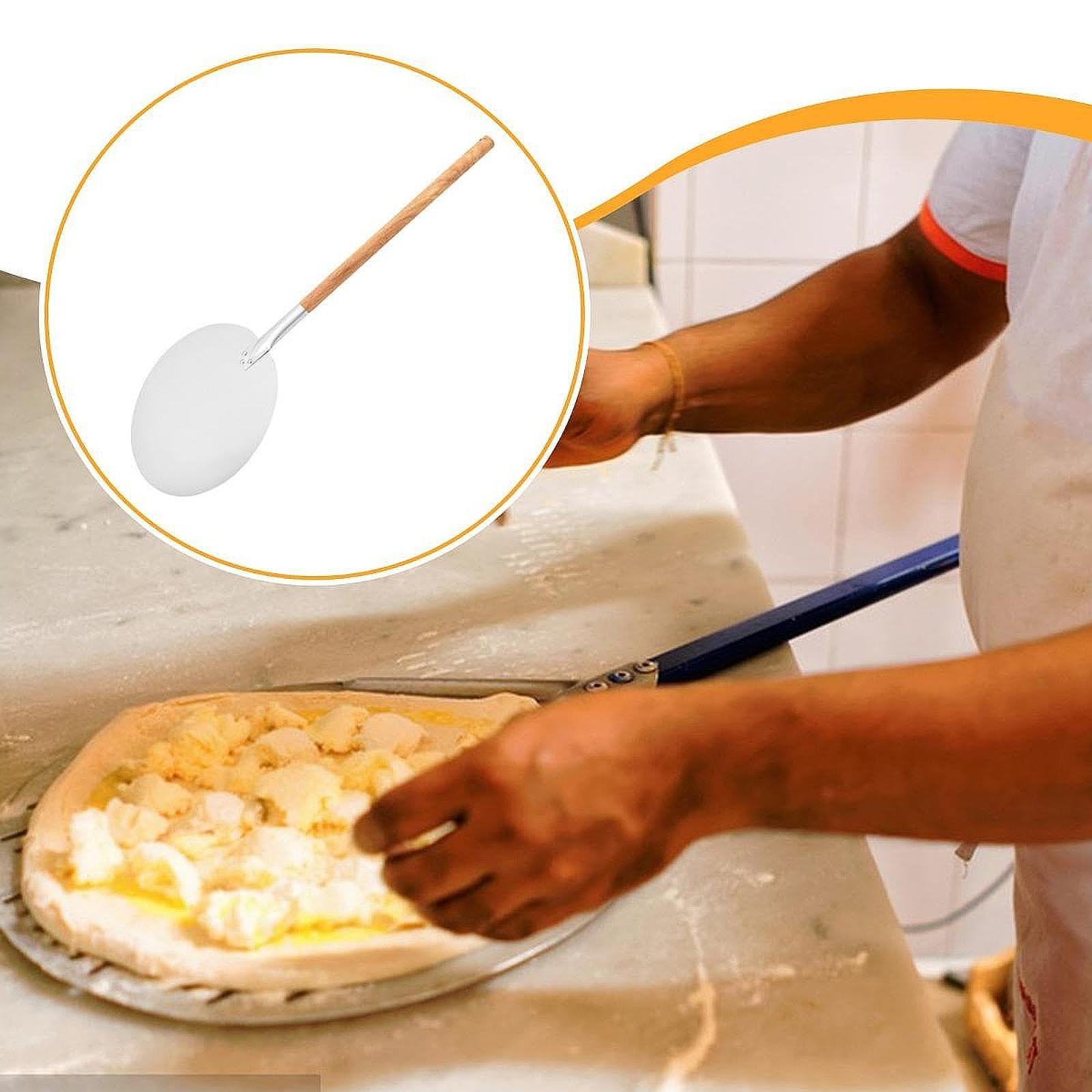 Bothyi Pizza Peel Pizza Paddle Turner Multipurpose Wood Handle Lightweight Detachable Cutting Board for Bread Fruit Egg Burger Hotel
