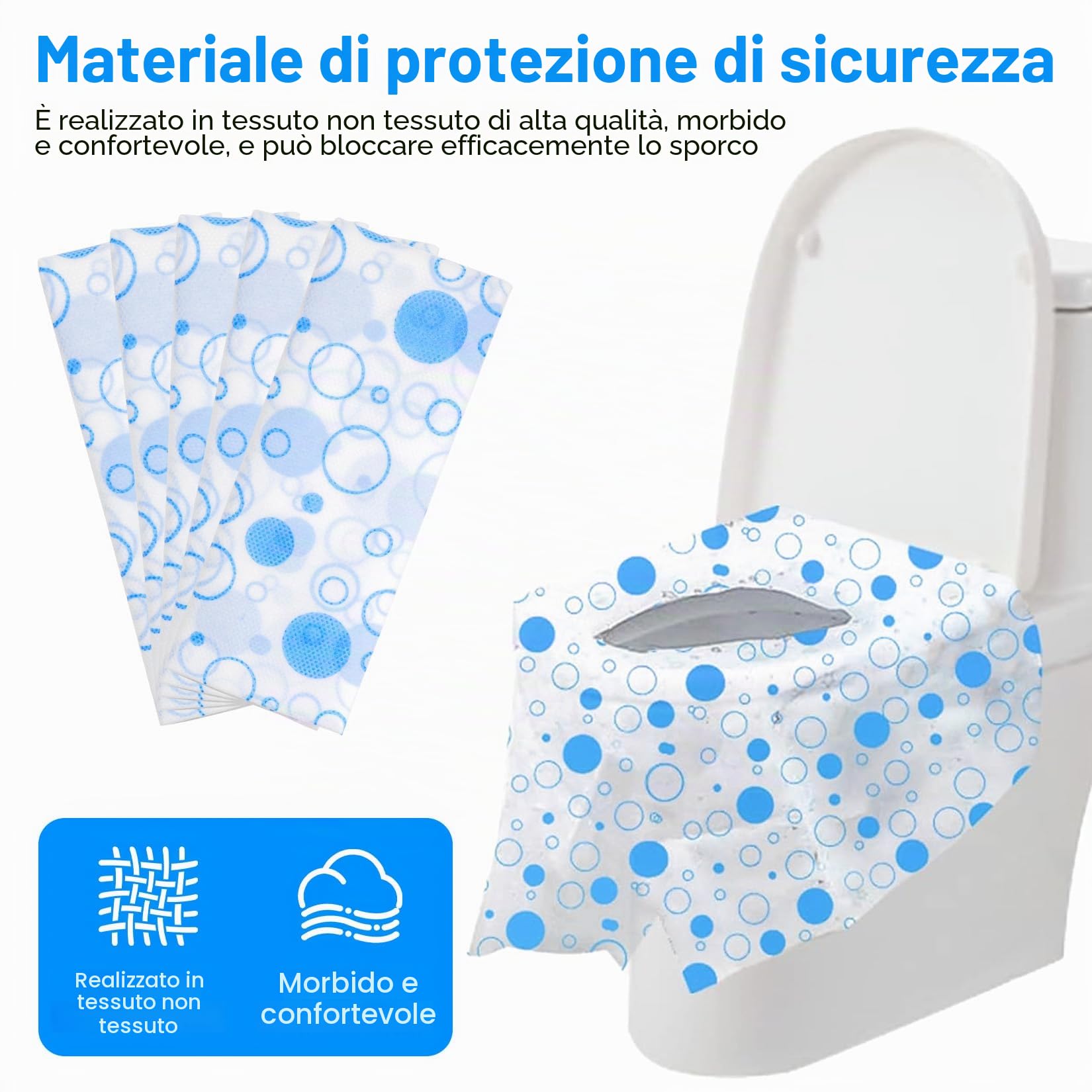 Copriwater Universali 620x640 mm WC Usa e Getta Monouso da Viaggio Pubblici Ospedali Uffici