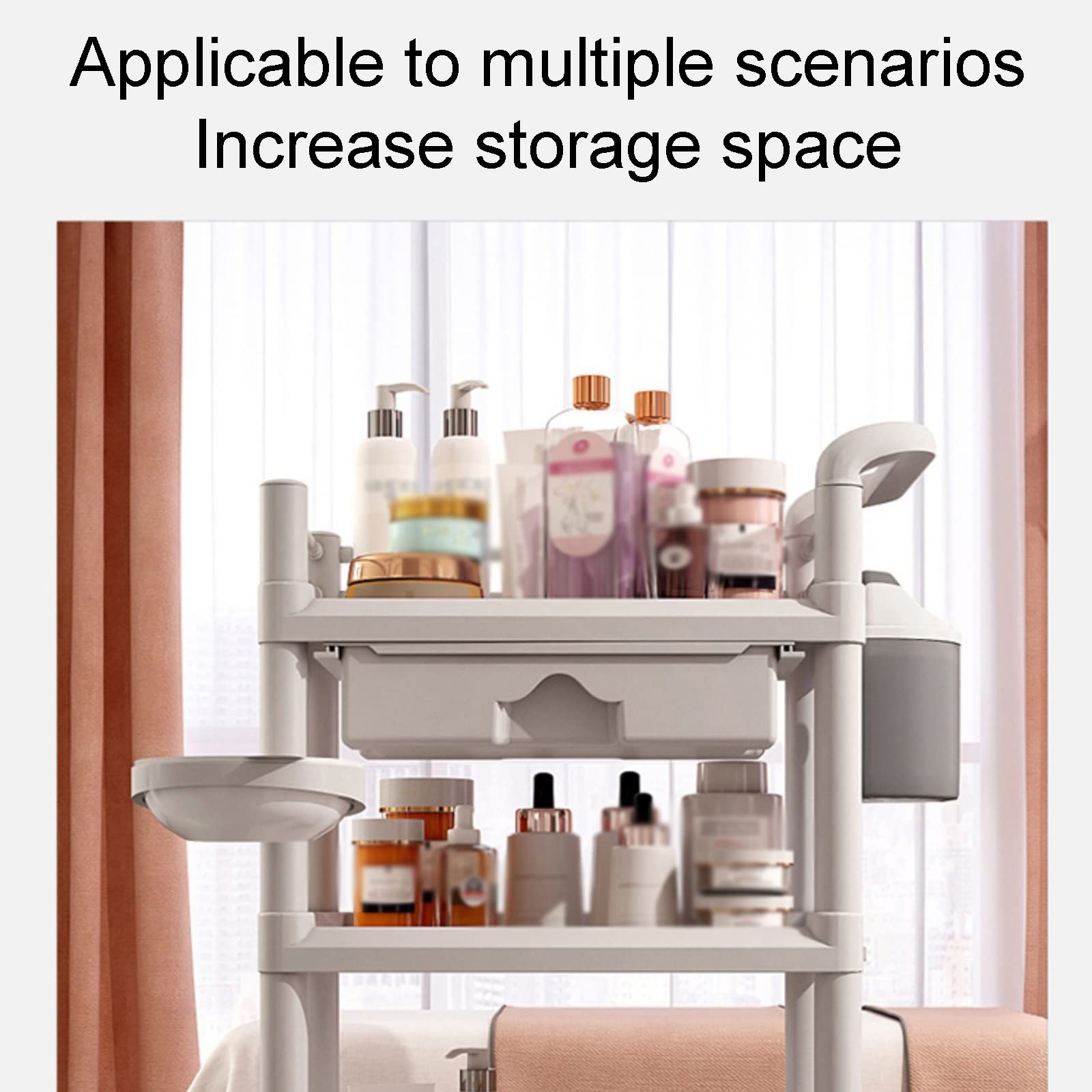Carrello medico con ruote, carrello multiuso con cassetti e secchi, soluzione di archiviazione mobile, carico massimo 150 kg per uso sanitario e ultrasuoni