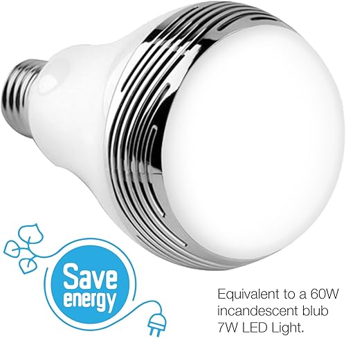 Miniatura 4 de SONDPEX BMF-F01 Bombilla LED con control remoto, altavoz Bluetooth, bombilla de altavoz Bluetooth inalámbrico, bombilla inteligente de 7 W, bombilla