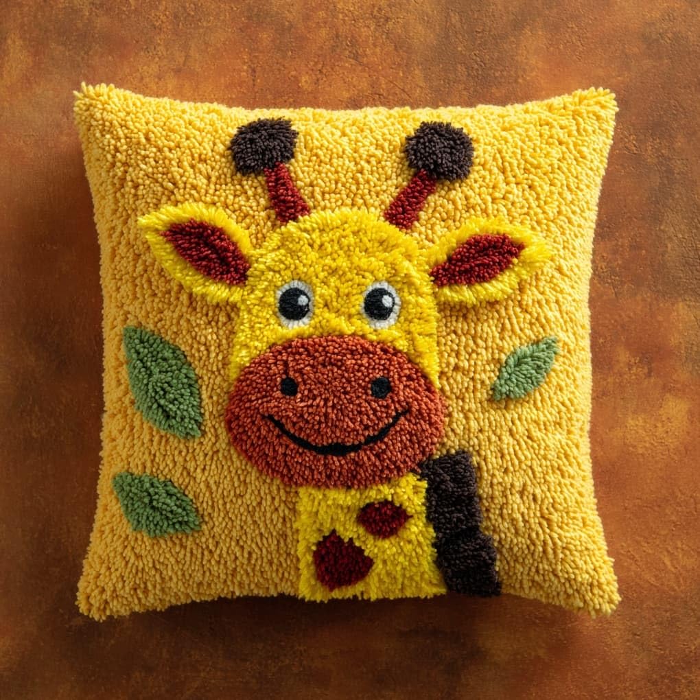 WallustrioaW Latch Hook Pillow Kits Cushion,Cute Giraffe