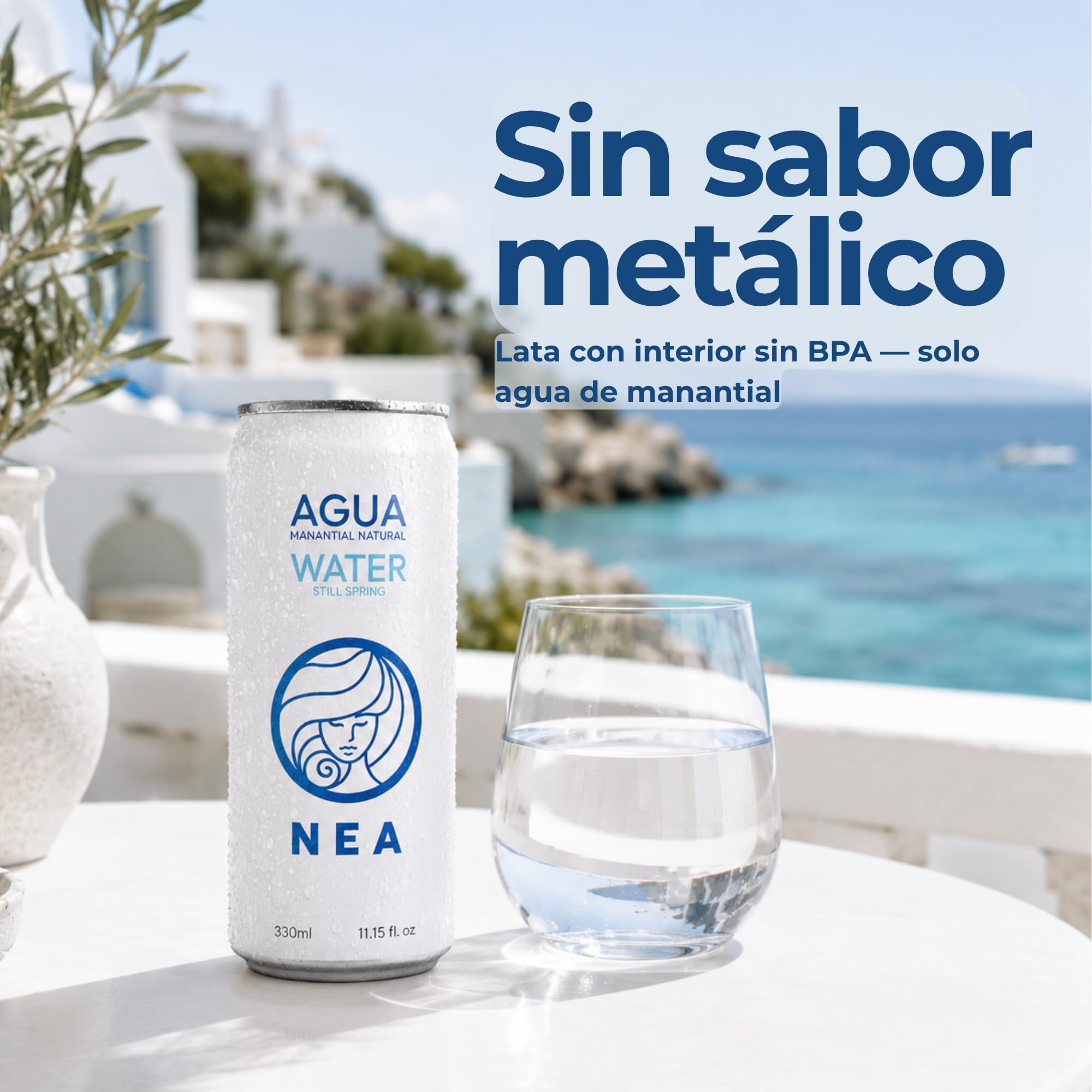 NEA Agua de Manantial en Lata - Manantial Alpes Austríacos - Pack 24 Latas 33cl - Aluminio Sin Plástico BPA Free - Sin Retrogusto Metálico - Hidratación Responsable