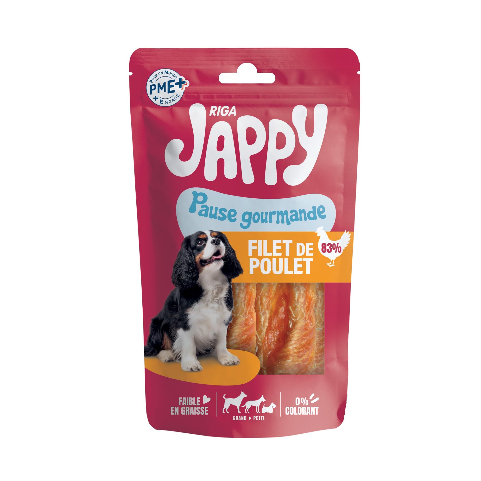 Filet de Poulet pour Chien RIGA Jappy friandise naturelle et saine en sachet de 80g