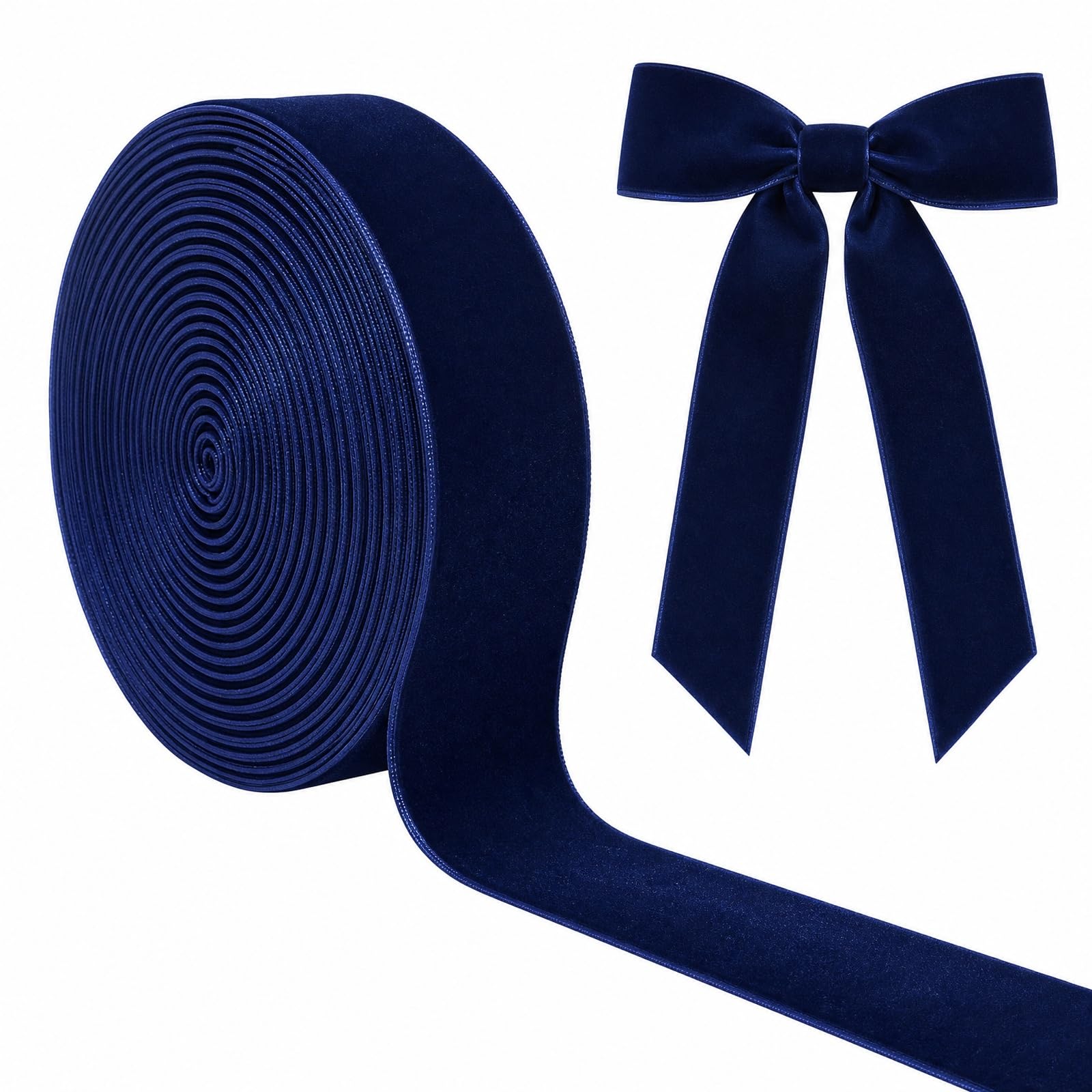 Navy Velvet Ribbon, 10 Yards x 2.5cm Blue Christmas Decorations