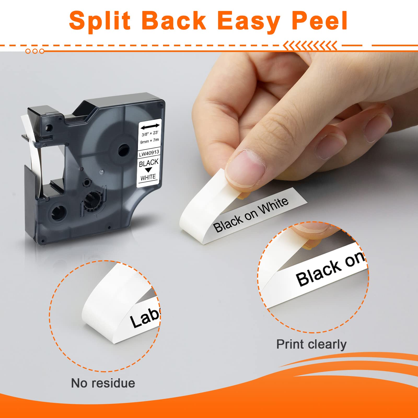 Nastro Etichette Compatibile Dymo - 5 Rotoli, 9mm X 7m, Nero Su Bianco - Per LabelManager 120P, 160, 420P E Altri - Foto 11