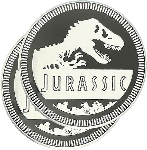 2 insignias jurásicas para automóvil, insignias metálicas de 4 x 4, insignias metálicas redondas 3D, calcomanías de calcomanías compatibles con