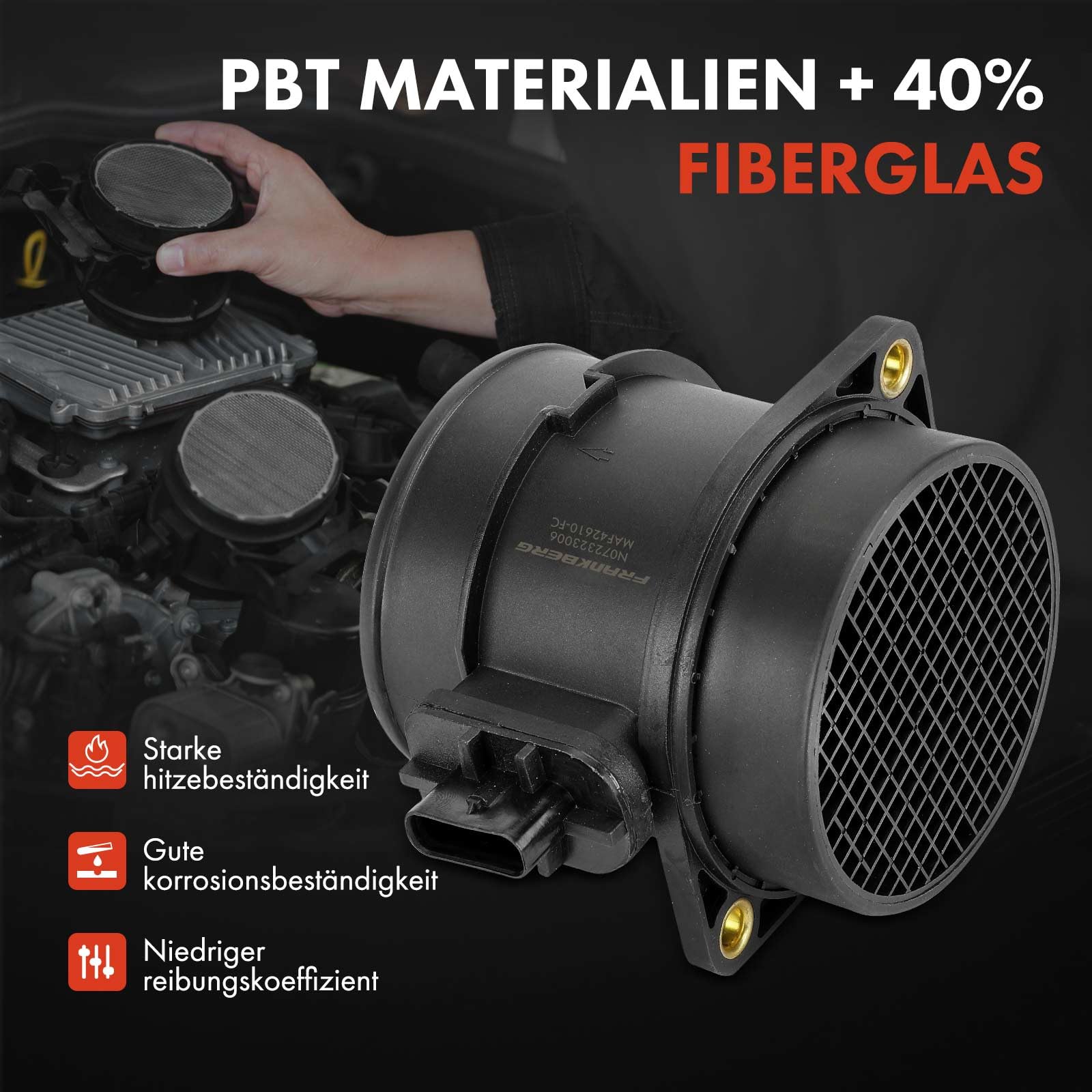 Frankberg Débitmètre d'air massique avec boîtier 281642F610 | Compatible avec: Sportage QL QLE, Stinger CK, Santa Fe II CM, Sorento III UM, Fourgonnette/SUV Santa Fe IV TM, i40 CW VF