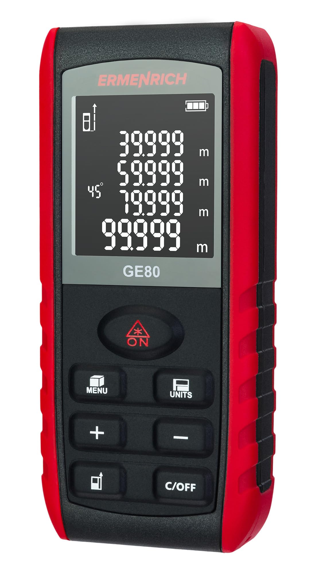 Reel Pro GE80 Télémètre Laser Numérique Professionnel 80 m | Mètre Laser Mesure de Distance/Surface/Volume/Angle, Théorème de Pythagore, Rétroéclairage LCD et Changement d'unité M/Ft/In