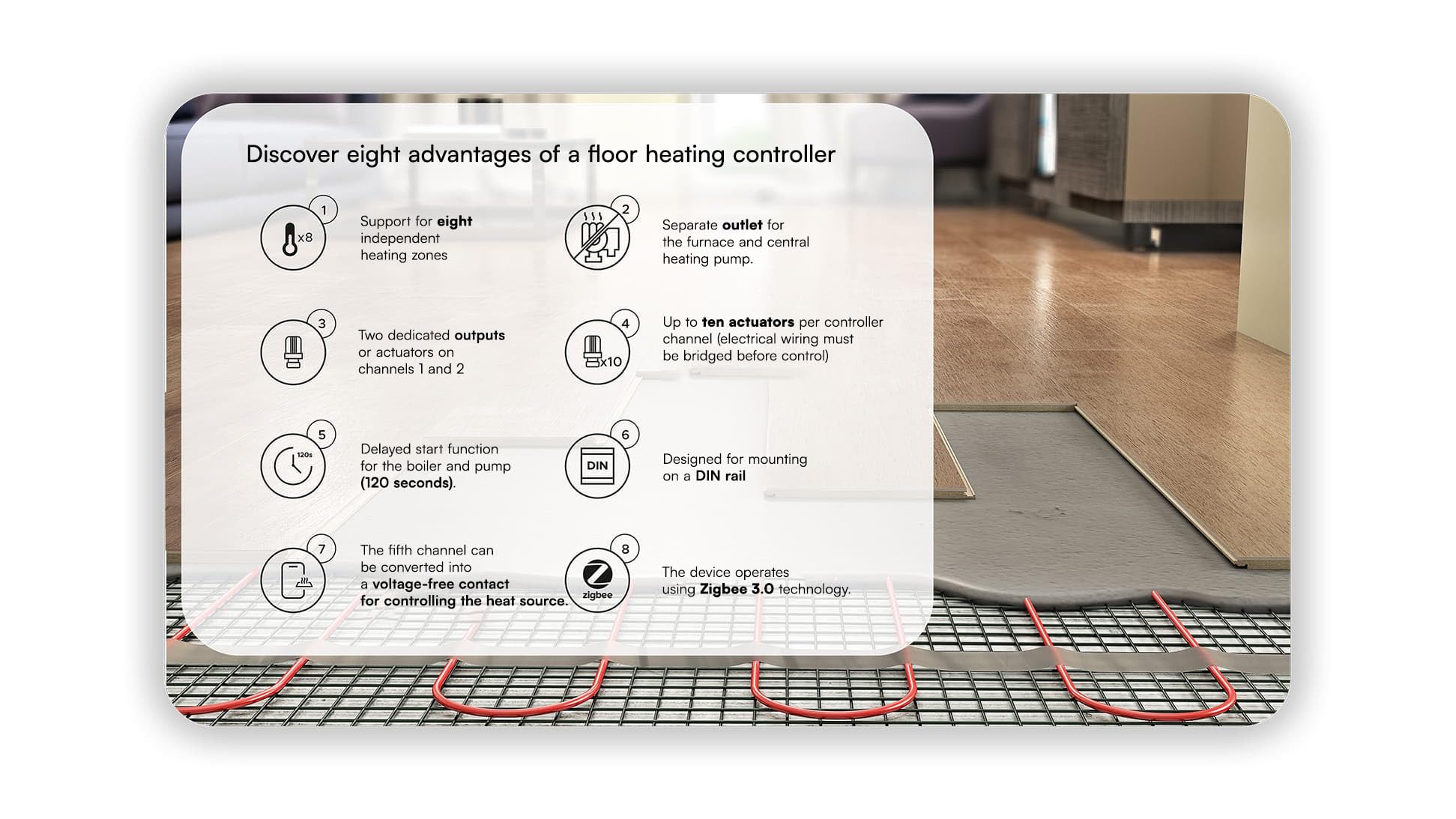 Automat-on Set für Fußbodenheizung mit 3X Batteriebetriebener Zigbee BAT2 Temperatursensor (Schwarz) 3X Stellantrieb Fussbodenheizung Zigbee Plus Controller und Gateway Kompatibel mit Alexa Google