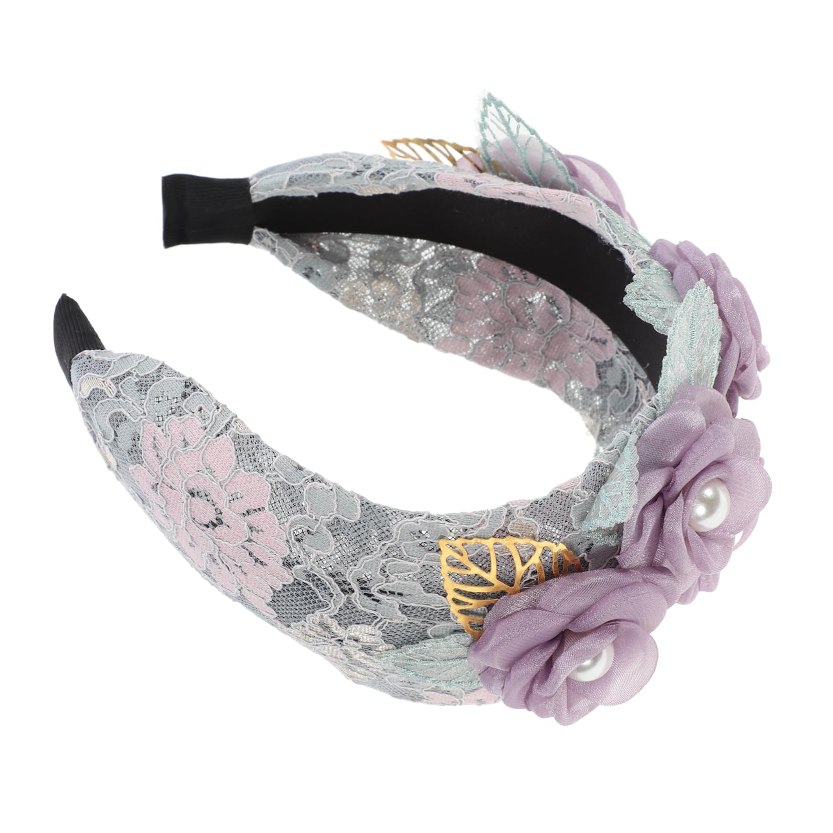 FRCOLOR 4 Piezas venda diadema de fiesta diadema elegante ancha de encaje de boda bandas mujer hair band s adultos tocado de san valentín para adultos tela Púrpura