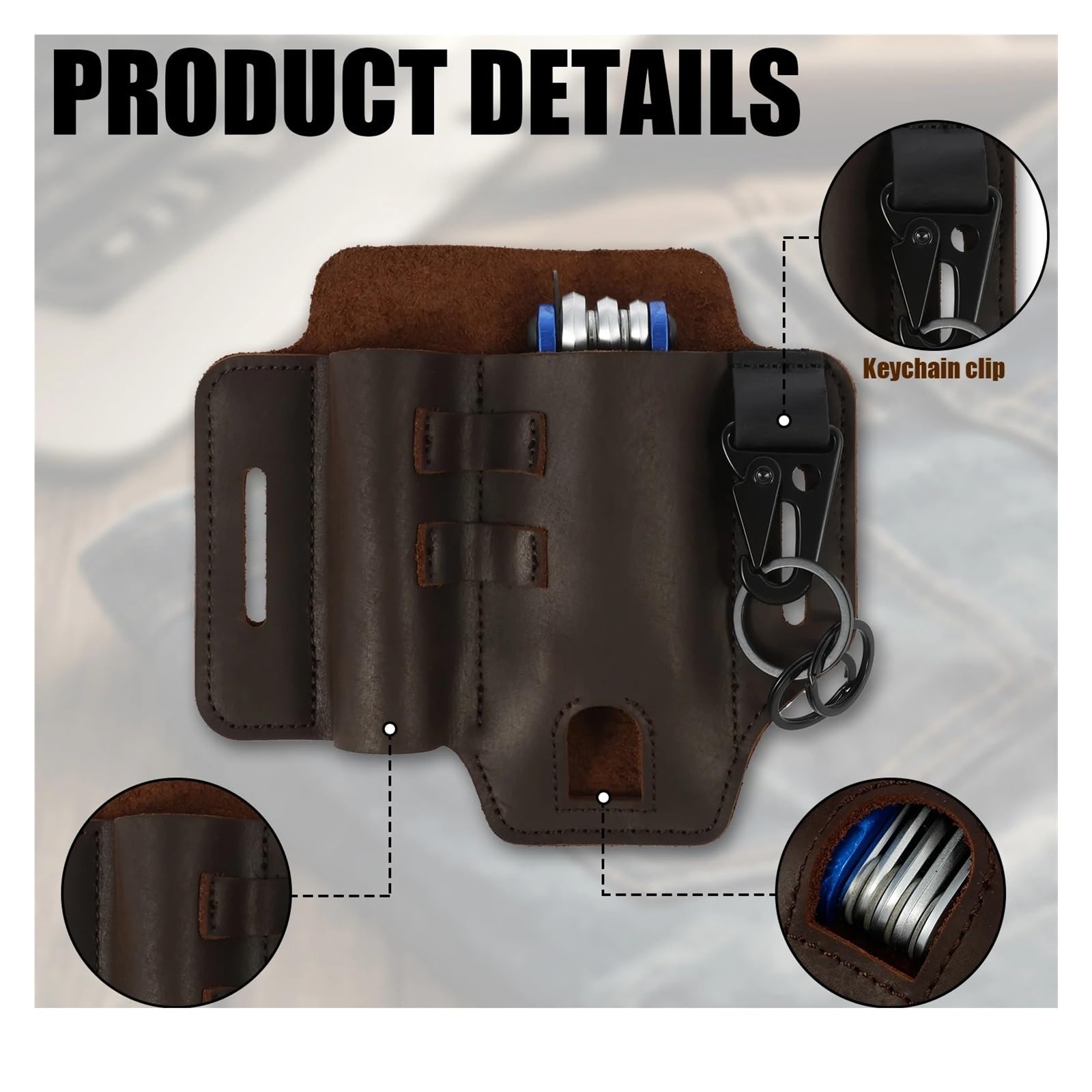 Secateur Holster Guaina multiuso for cintura Organizer tascabile in pelle con fondina for torcia, penna e chiavi for uso quotidiano all'aperto della
