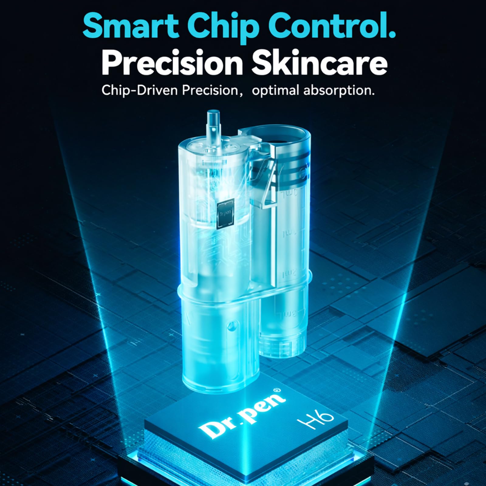 Dr. pen H6 Lápiz de Microneedling Inalámbrico, Dispositivo con Infusión de Sérum y Control Inteligente, Pantalla LED, 6 Velocidades y Profundidad Ajustable 0–2,0 mm, Cuidado Facial Casa o Salón, Azul