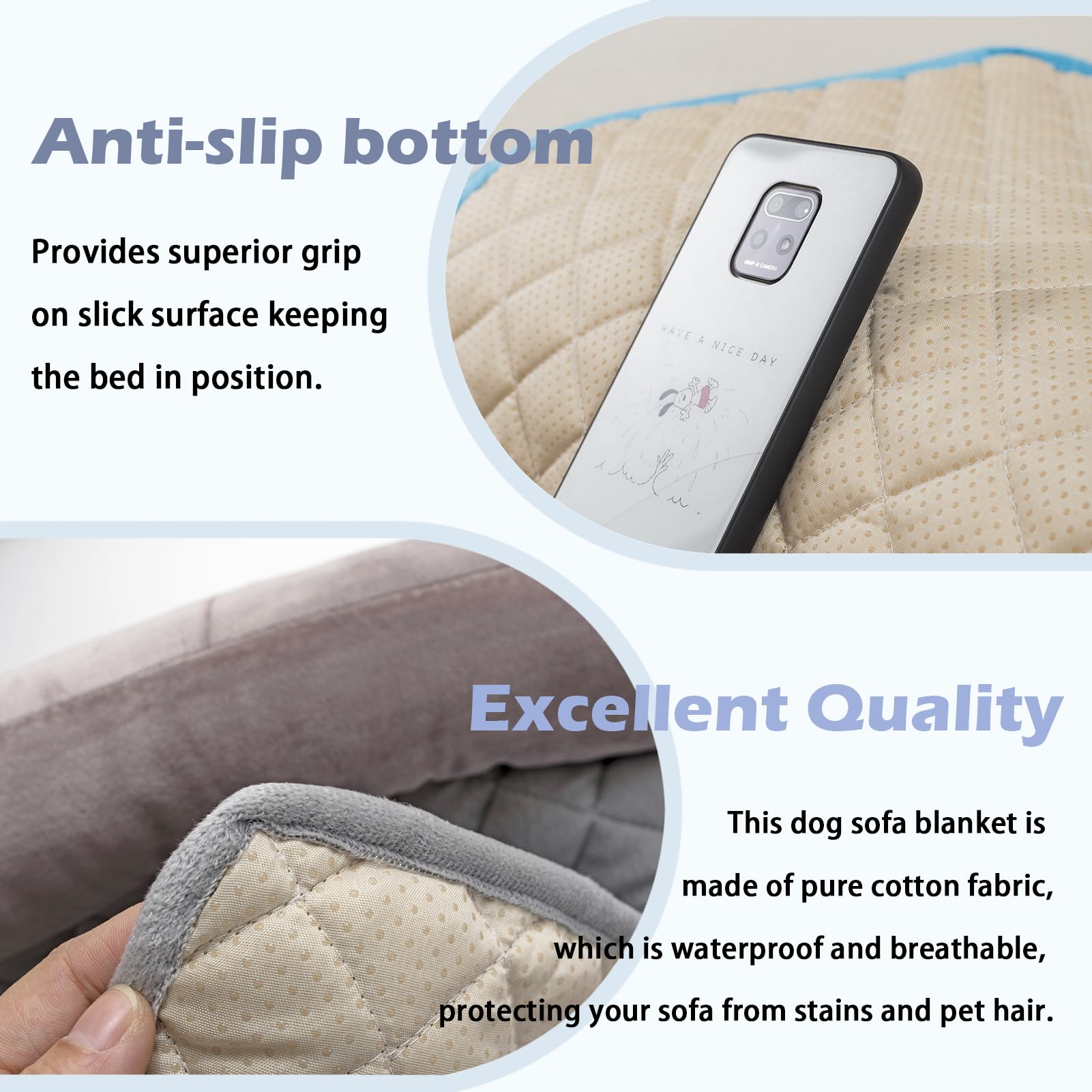 Hundebett Plüsch, Hundedecke Sofa, Sofaschutz Hund, Waschbar rutschfest Hundebetten, Hundekissen, orthopädisches Hundebett (Weiß,75 * 75cm)