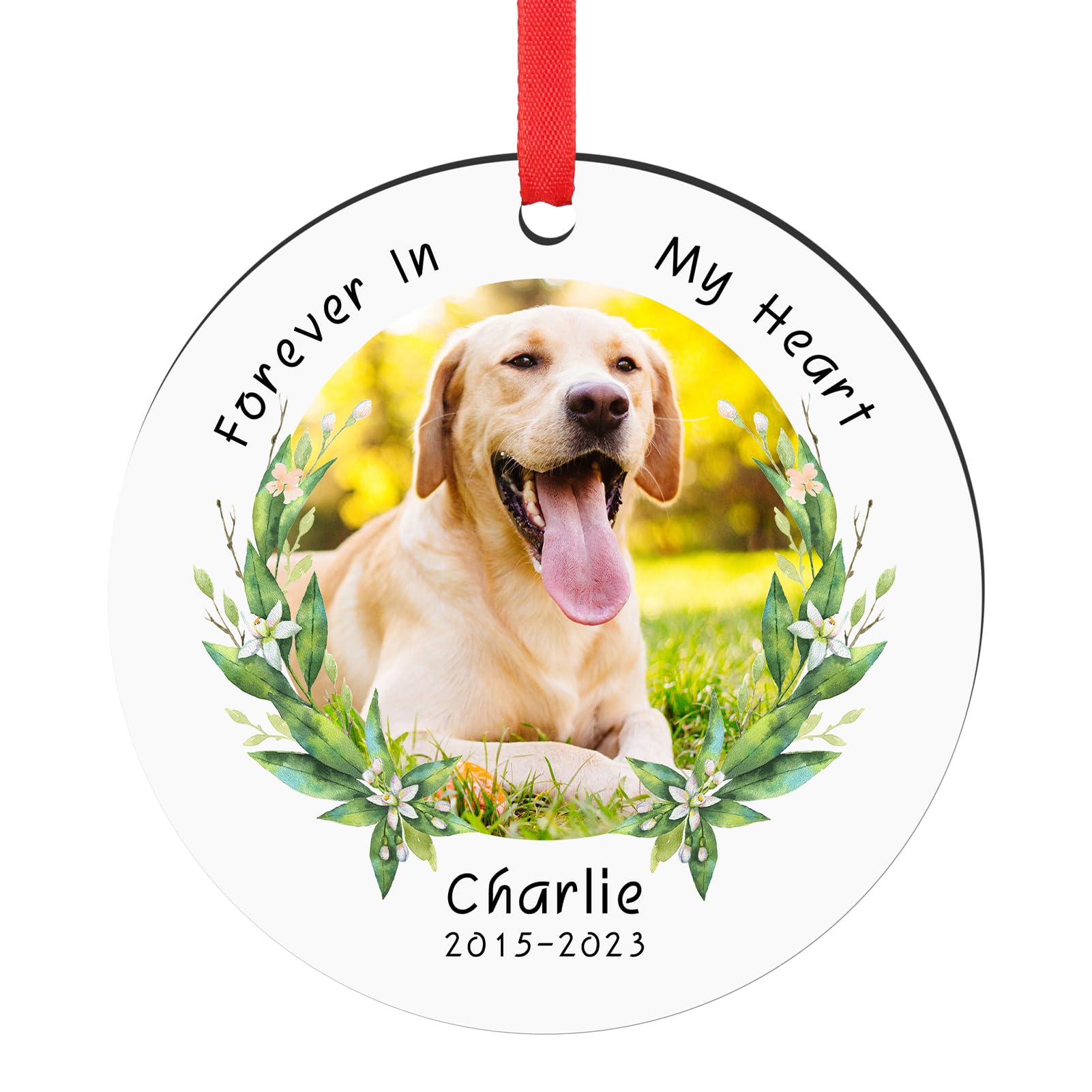 Personalized Christmas Ornaments 2024, Forever in Our Hearts Pet Memorial Ornaments for Christmas Tree, Pet Memorial Gifts, Sympathy Remembrance Gifts for Loss of Dog Cat Pet