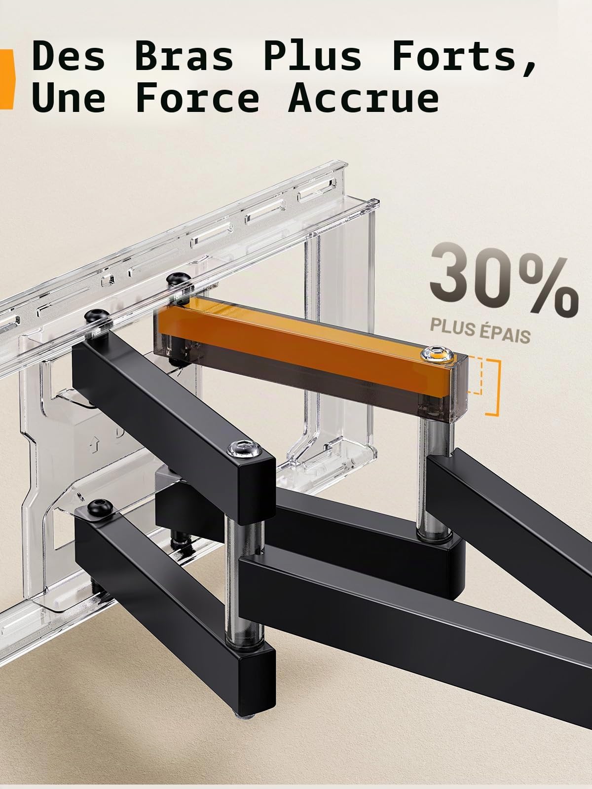 Perlegear Support Mural TV Mouvement Complet TV 42 à 90 Pouces à 68 kg, Support TVs Avec 2 Bras Articulés, Inclinaison, Pivotement, Extension et Mise à Niveau Sans Outils, VESA Max 600 x 400 mm, PGLF8